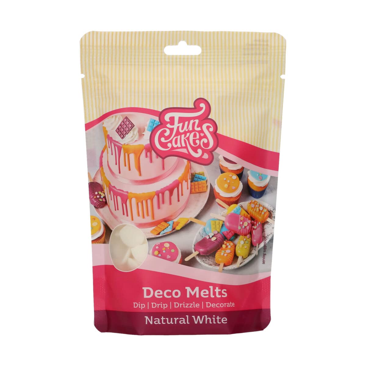 FunCakes - Deco Melts Natural White No E171, AZO Free, 250 g 1