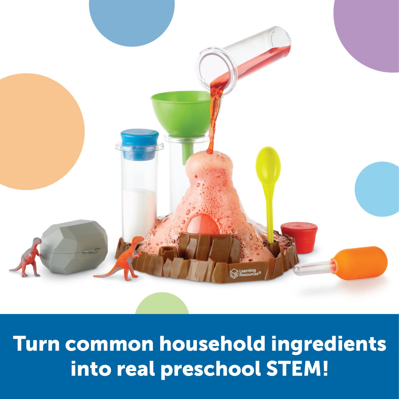 Learning Resources Fizzy Volcano Preschool Science Lab Set Ages 4+, Fizzy Foamy Reactions Chemistry Experiments for Kids, STEM Toys for Kids, 13 Pieces 2