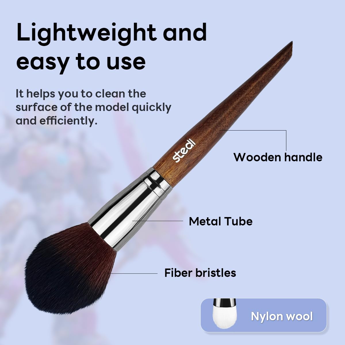 stedi Model Cleaning Brush Set - 3 Piece Precision Dusting Tool for Gundam, Statues, Scale Models 4