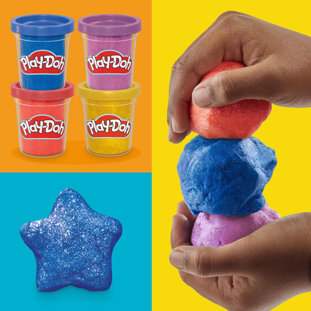 Play-Doh 4-Pack Shimmer Metallic Compound - Sparkly Modeling Clay for Kids 2+ 6