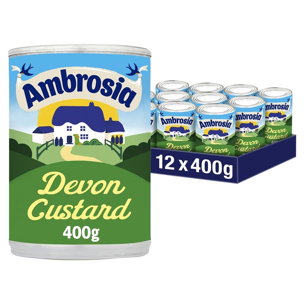 Ambrosia Devon Custard - Creamy Traditional Ready-to-Eat Dessert | 400g Can (Pack of 12)