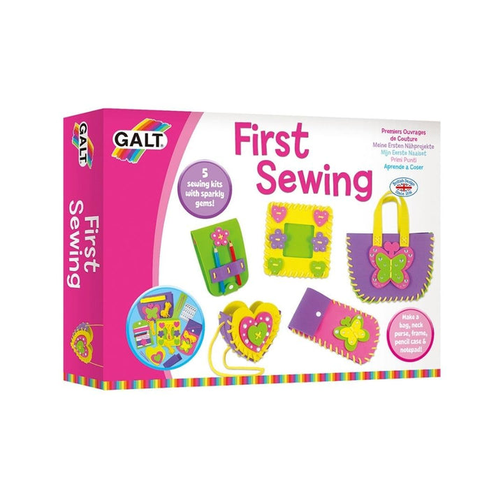 Galt First Sewing Kids Craft Kit with Pencil Case, Purse & Frame - Foam Sewing Set for Children