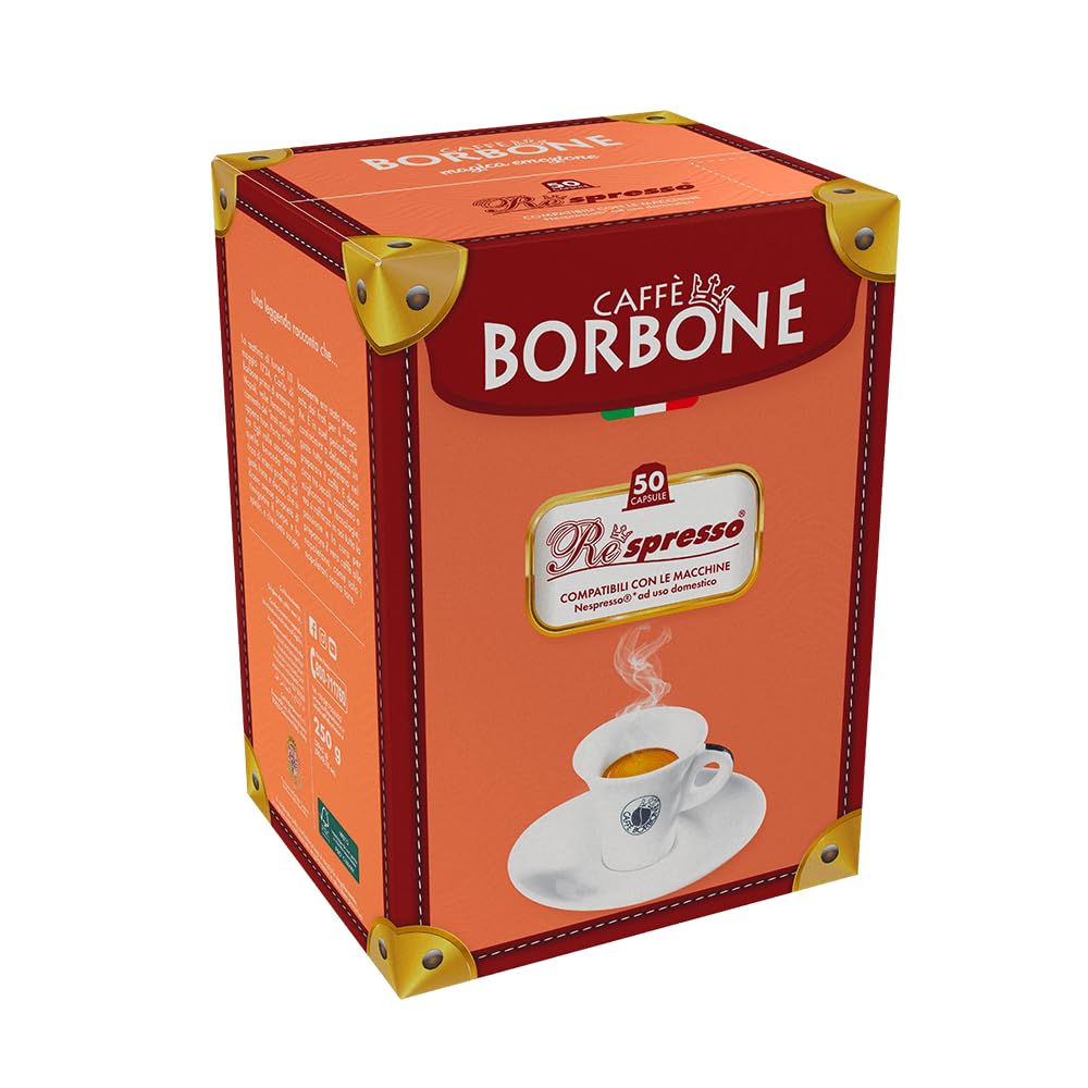 CAFFÈ BORBONE Respresso Red Blend Coffee Capsules - 50 Count | Intense Flavor | Nespresso Compatible