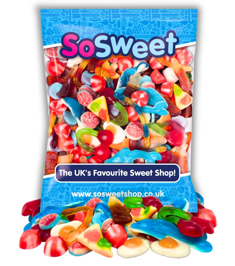 SoSweet Jelly Sweet Mix – 1kg Bulk Bag of Chewy Jelly Sweets | Party Pick & Mix, Sharing Treats, Gummy Bears, Cola Bottles, Twin Cherries