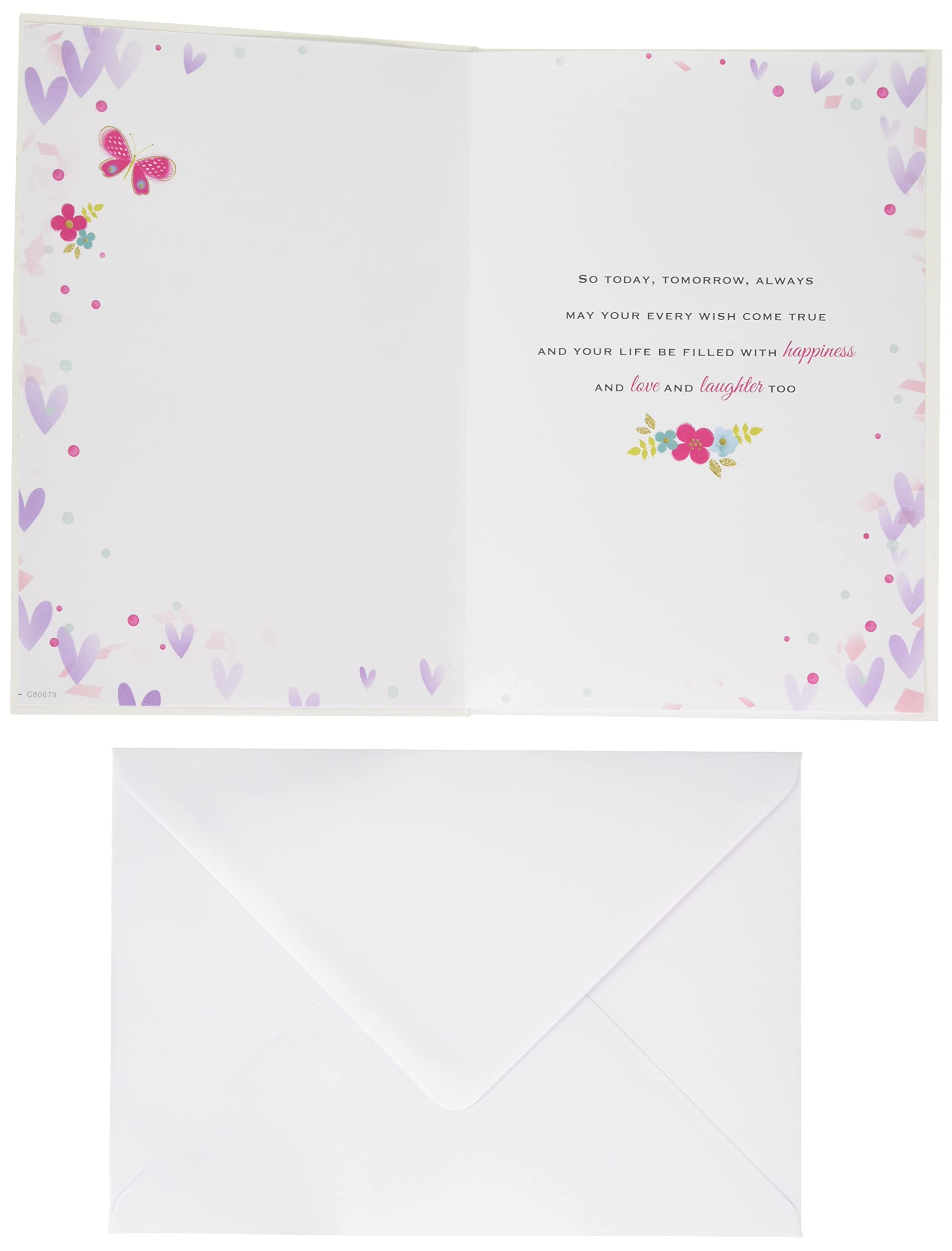Piccadilly Greetings Heartfelt Wishes Sentimental Birthday Card for Daughter | 9 x 6 inches