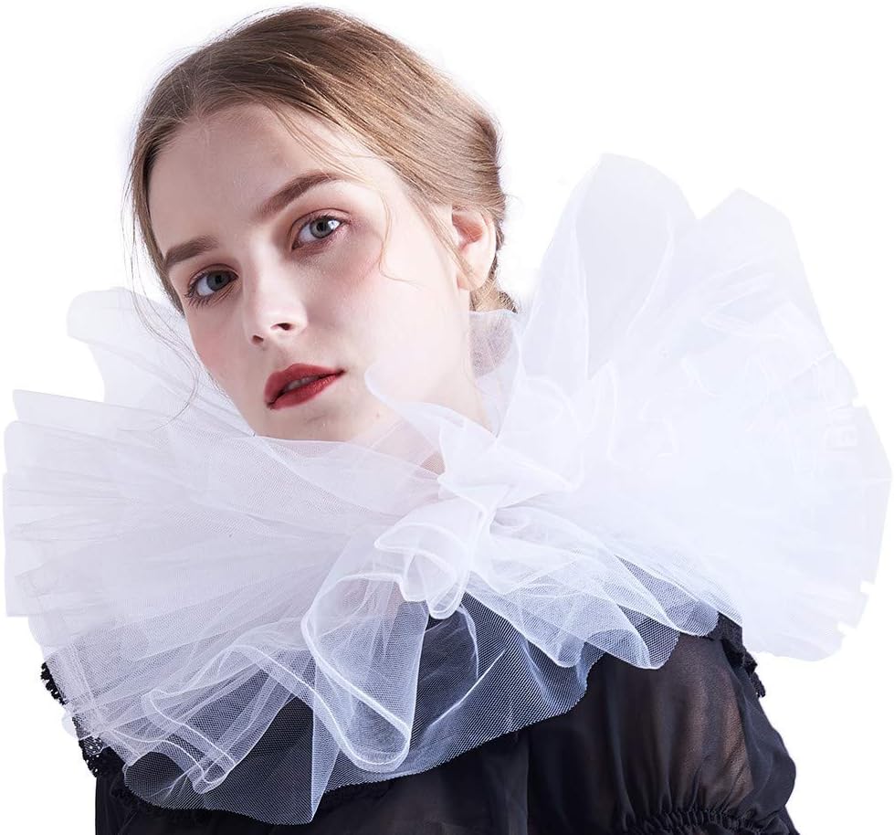 BLESSUME Clown Collar Retro Mesh Neck Ruffle Accessory - One Size