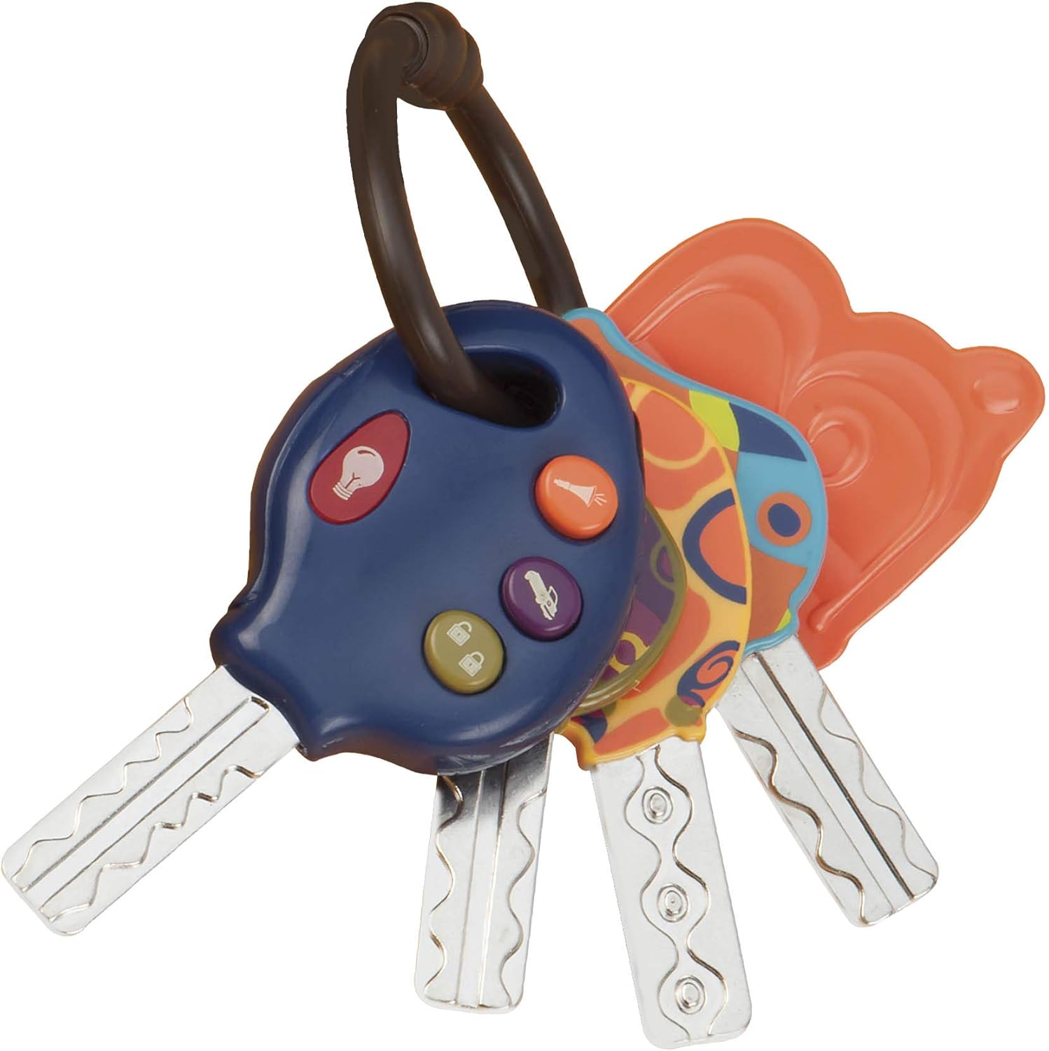 B. toys LucKeys - 4 Textured Toy Car Keys with Flashlight & Sounds for Toddlers - Blue 1