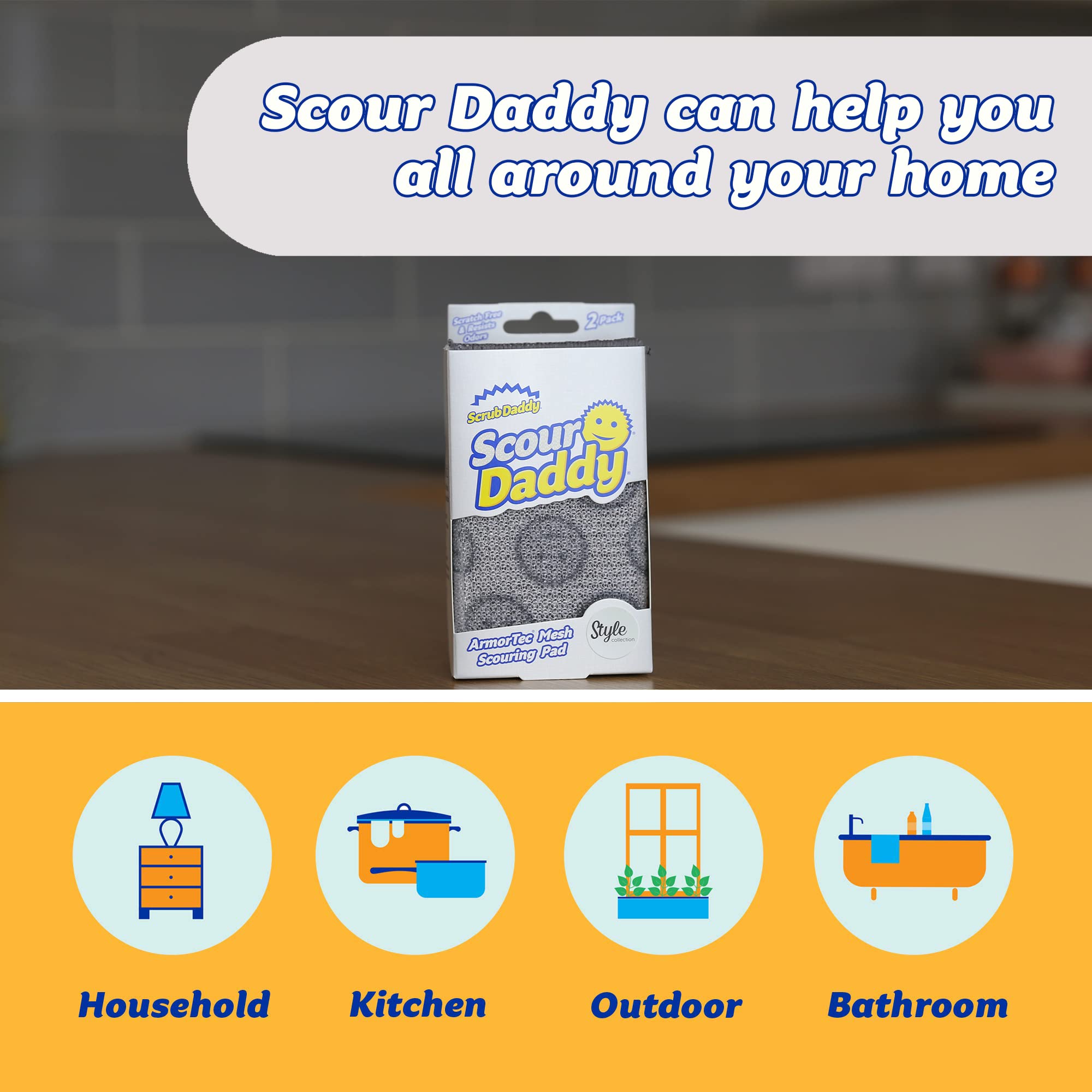 Scrub Daddy Scour Daddy Style Scourers - Non-Scratch, Heavy Duty, 2 Count 3