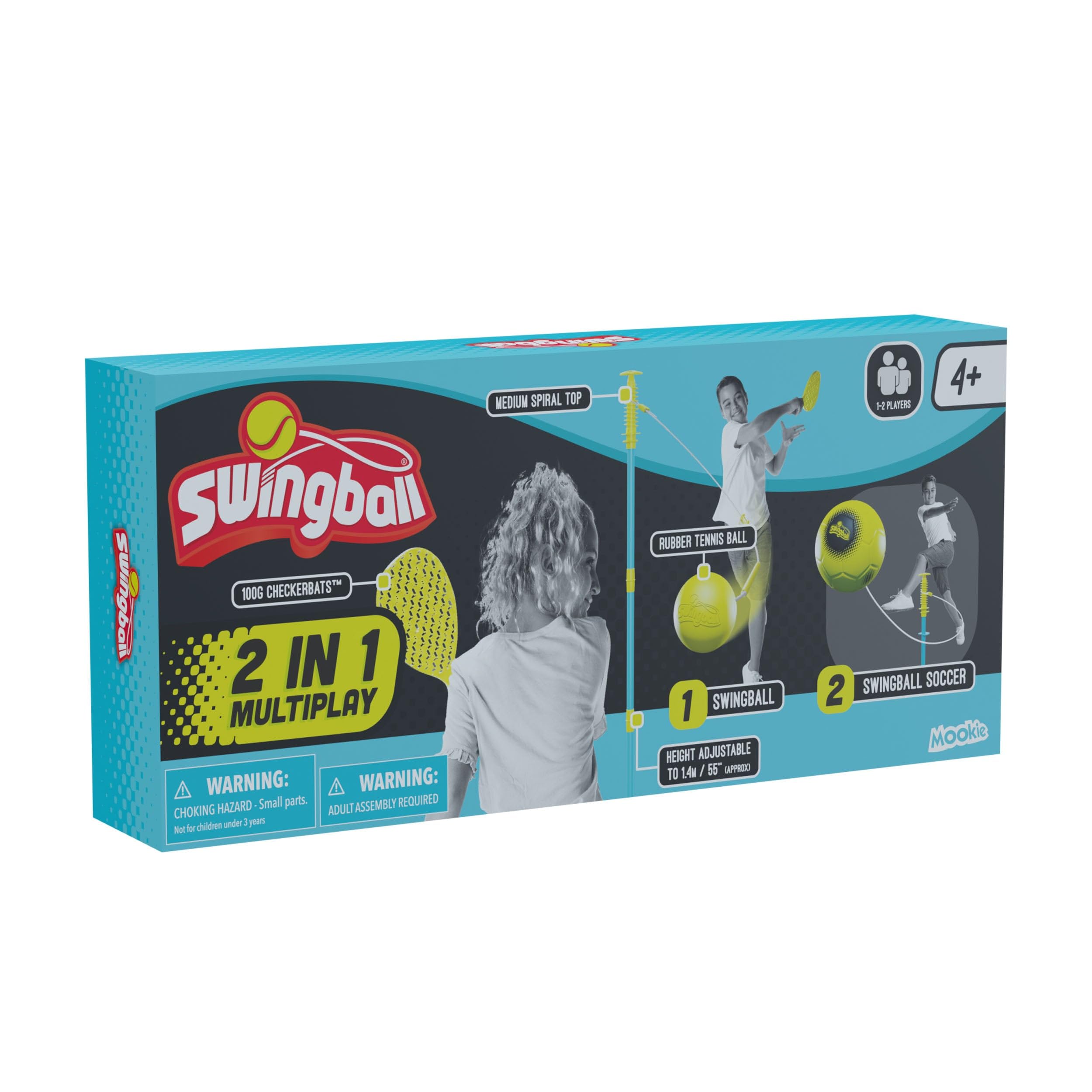 Swingball 2 in 1 Multiplay Set - Tennis & Football Playset | Yellow/Blue | Ages 6+ 7