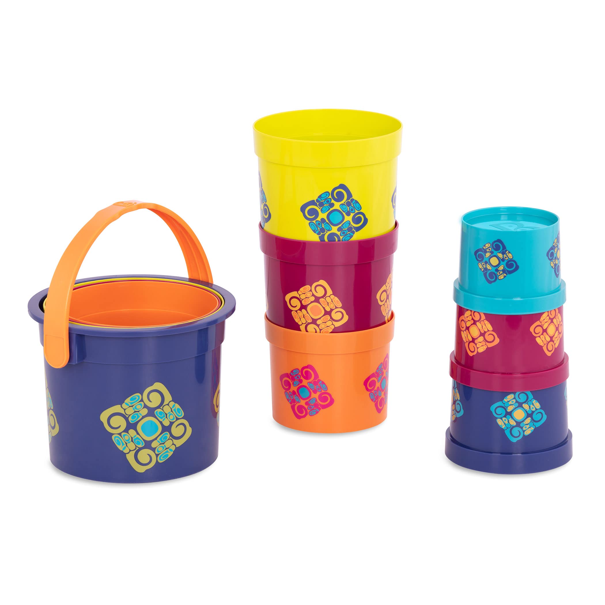 B. toys Bazillion Buckets Nesting Cups - 10 Colorful Stacking Cups for Kids 18m+ 5