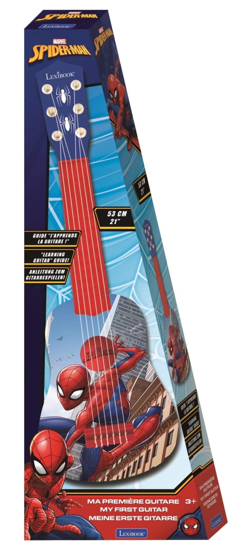 Lexibook Marvel Spider-Man Peter Parker My First Guitar - 6 Nylon Strings, 53 cm, Learning Guide Included, Blue/Red, K200SP 3