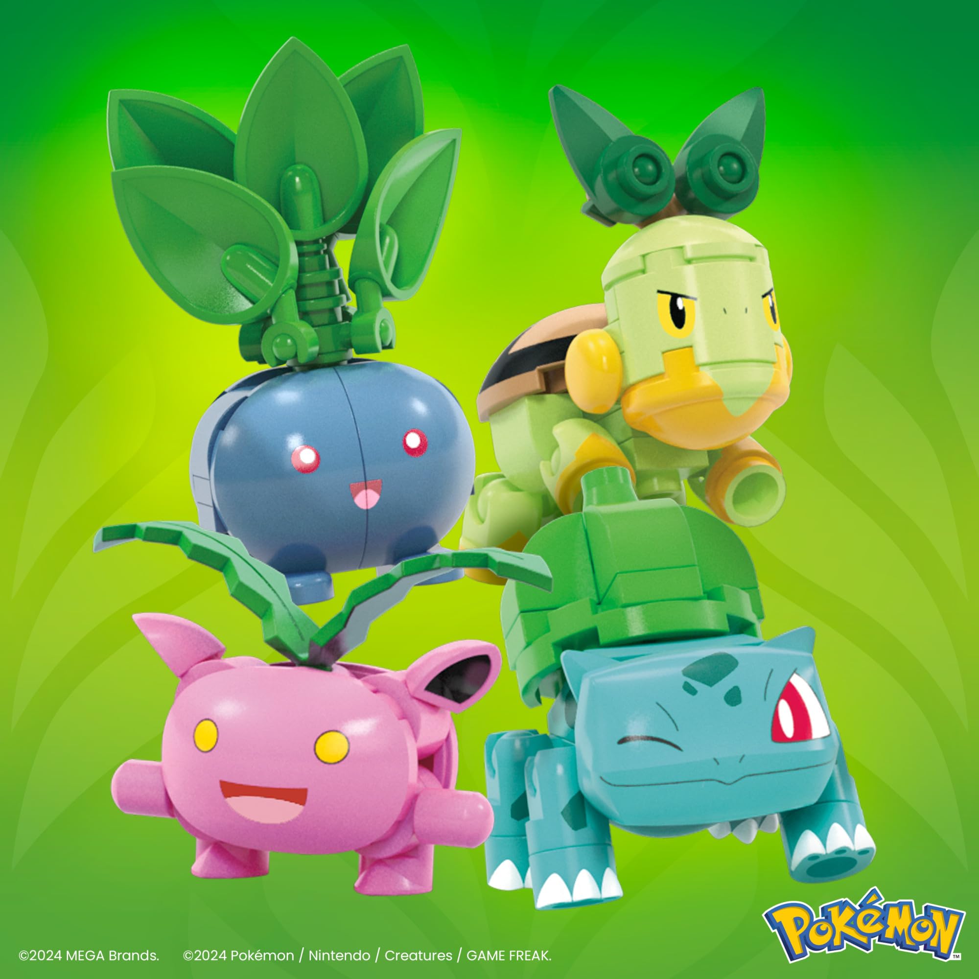MEGA Pokémon Grass-Type Trainer Team Building Set - 118 Pieces, 4 Poseable Characters, Ages 6+