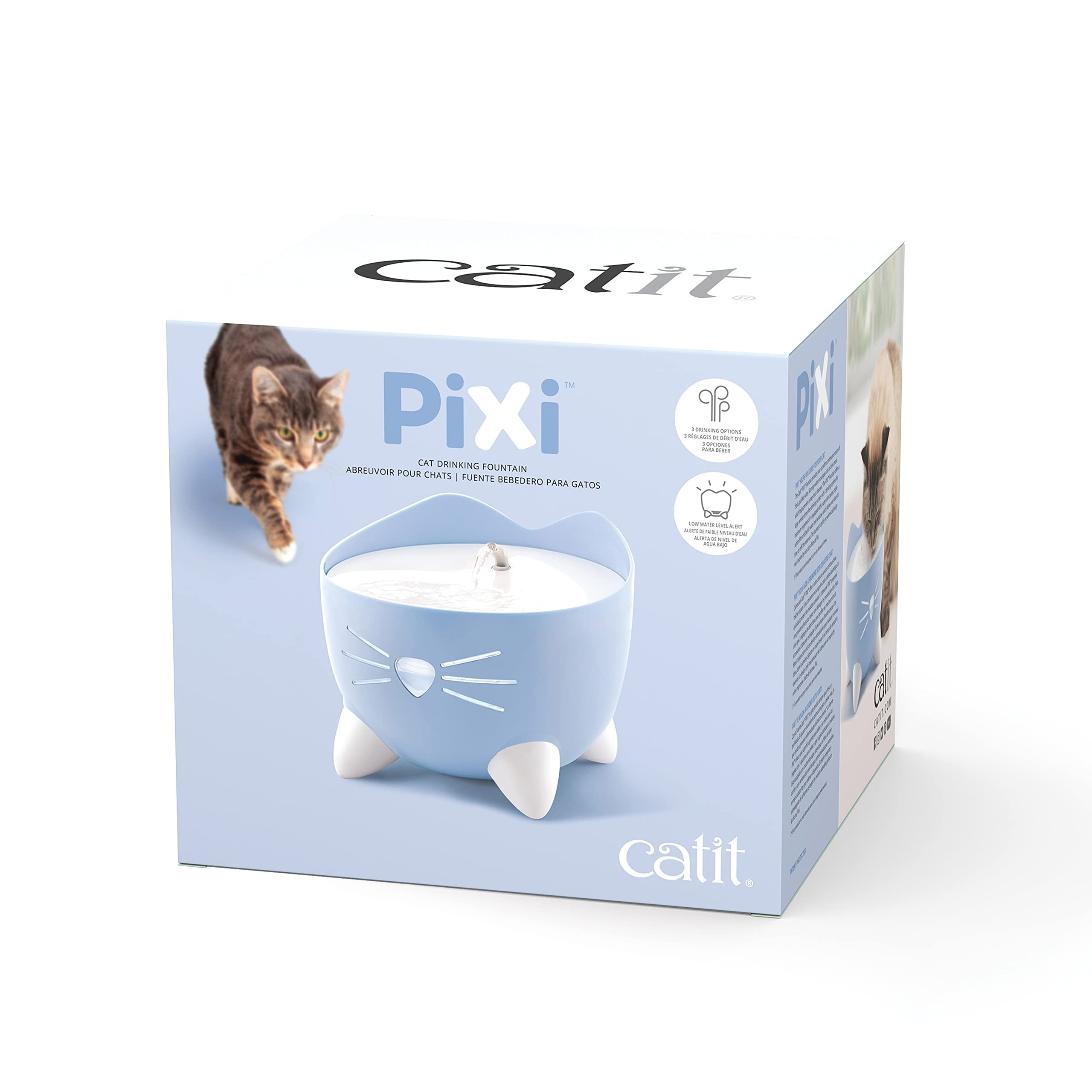 Catit PIXI Automatic Water Drinking Fountain - Encourages Hydration | Triple Action Filtration | Blue