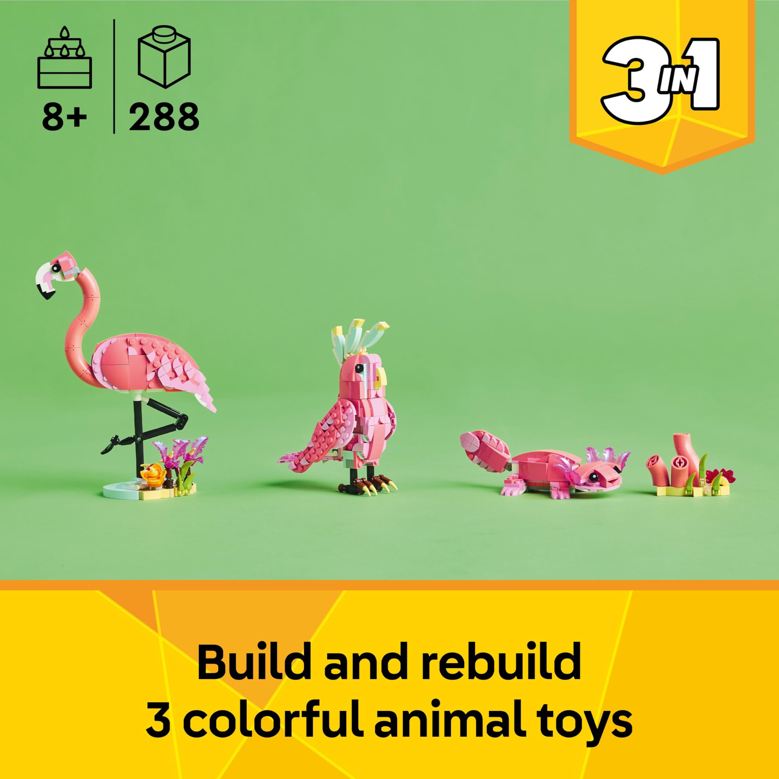 LEGO Creator 3in1 Wild Animals: Pink Flamingo Building Set - 3 Animal Models for Ages 8+ 2