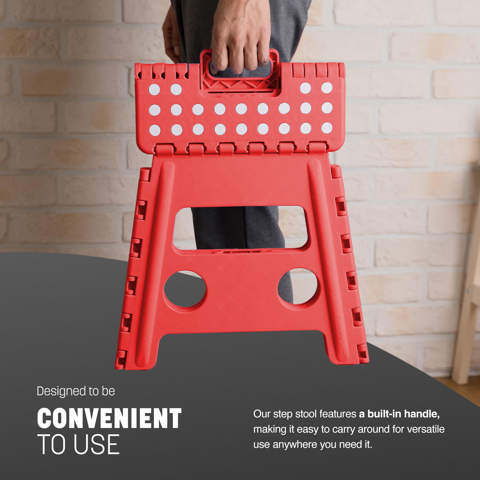 KEPLIN 13 Inch Heavy Duty Folding Step Stool | Non-Slip Foldable Footstool