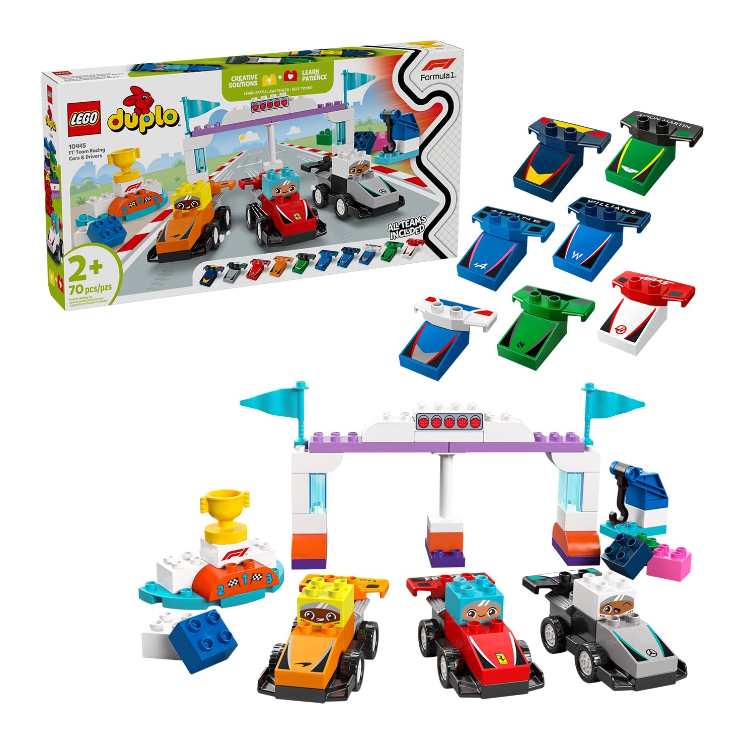 LEGO DUPLO Town F1 Team Race Cars & Drivers Building Toy - 2+ Year Olds 1