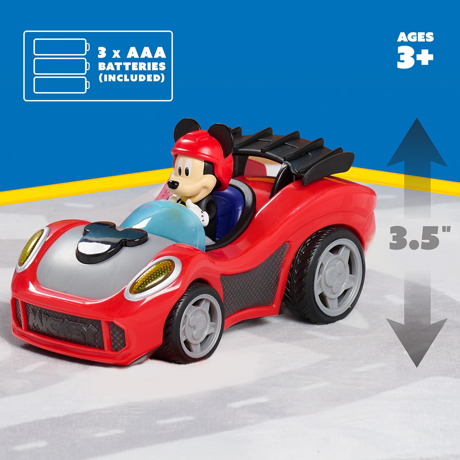 Just Play Mickey Mouse Rev 'n Glow Racer - Lights & Sounds Toy Car | 17 cm Long | Ages 3+ 2