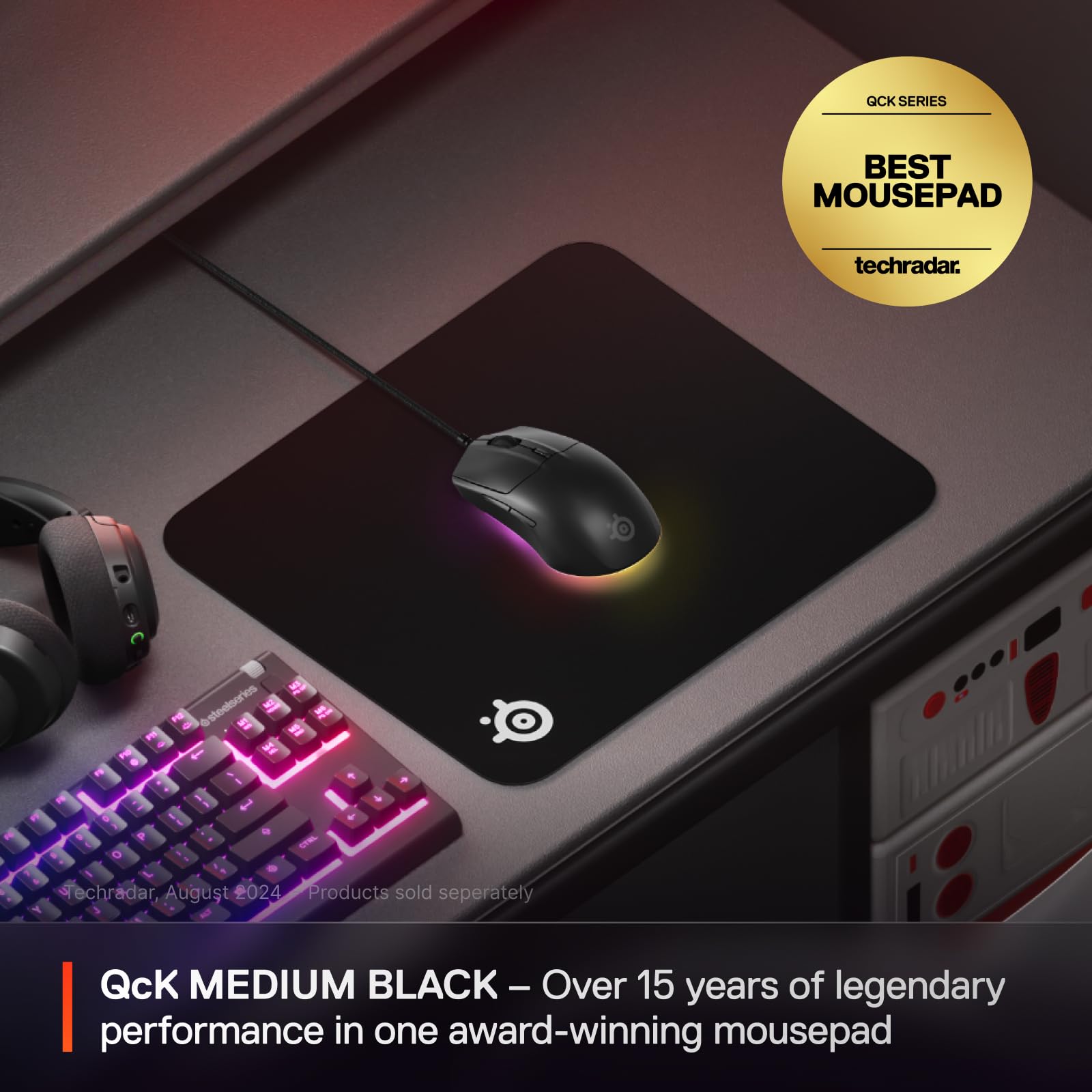 SteelSeries QcK Cloth Gaming Mouse Pad - Micro-Woven Surface | Size M (320 x 270 x 2mm) | Black