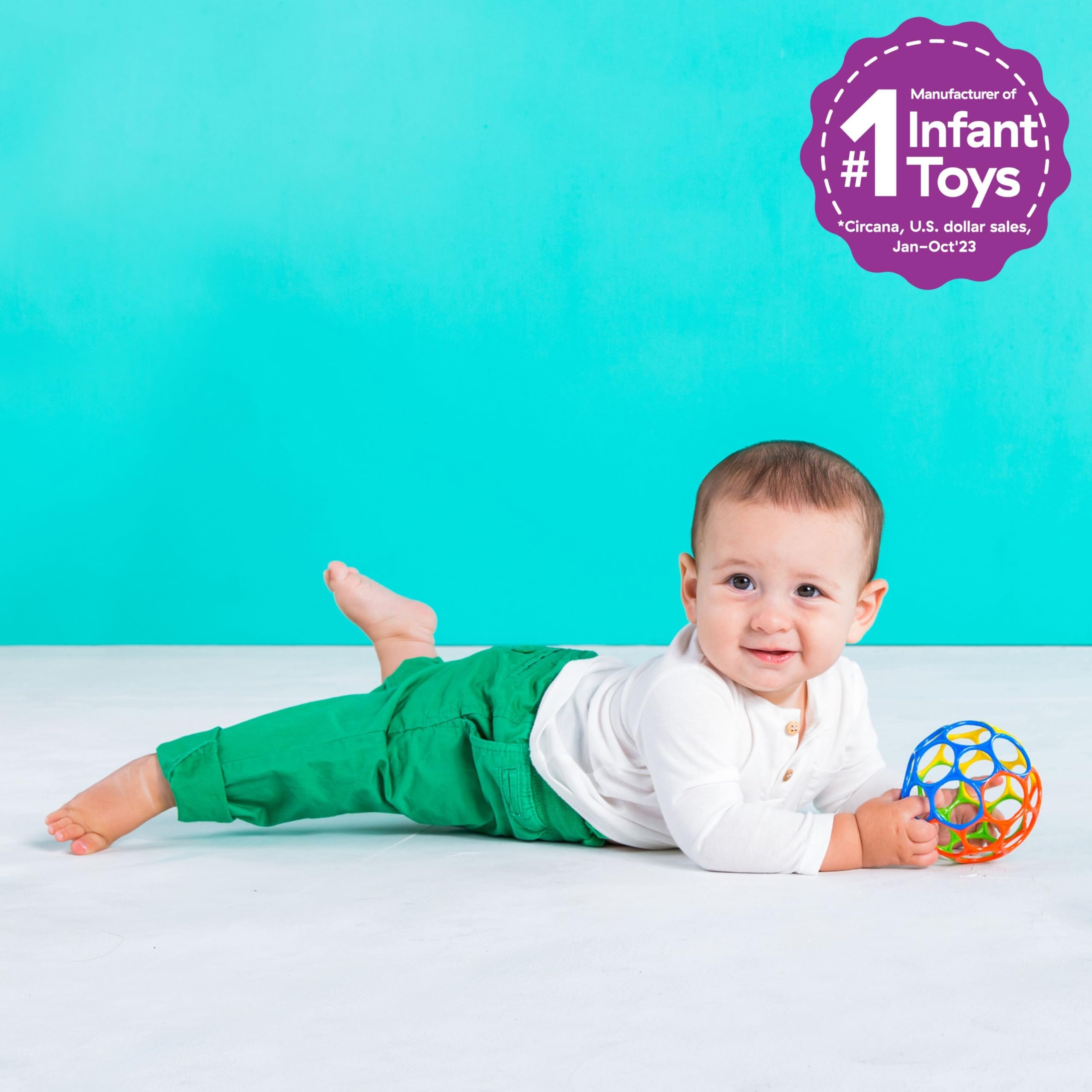 Bright Starts Oball Easy Grasp Classic Ball - BPA-Free Infant Toy for Newborns, 4-Inch Multi-Color 3