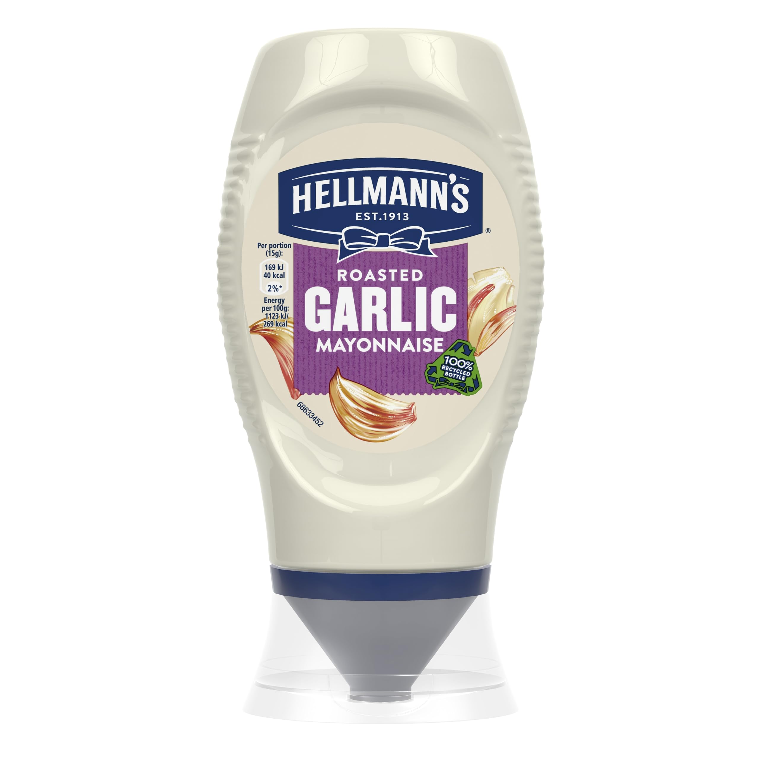 Hellmann's Roasted Garlic Mayonnaise - Creamy Garlic Flavour with 100% Recycled Bottle 1