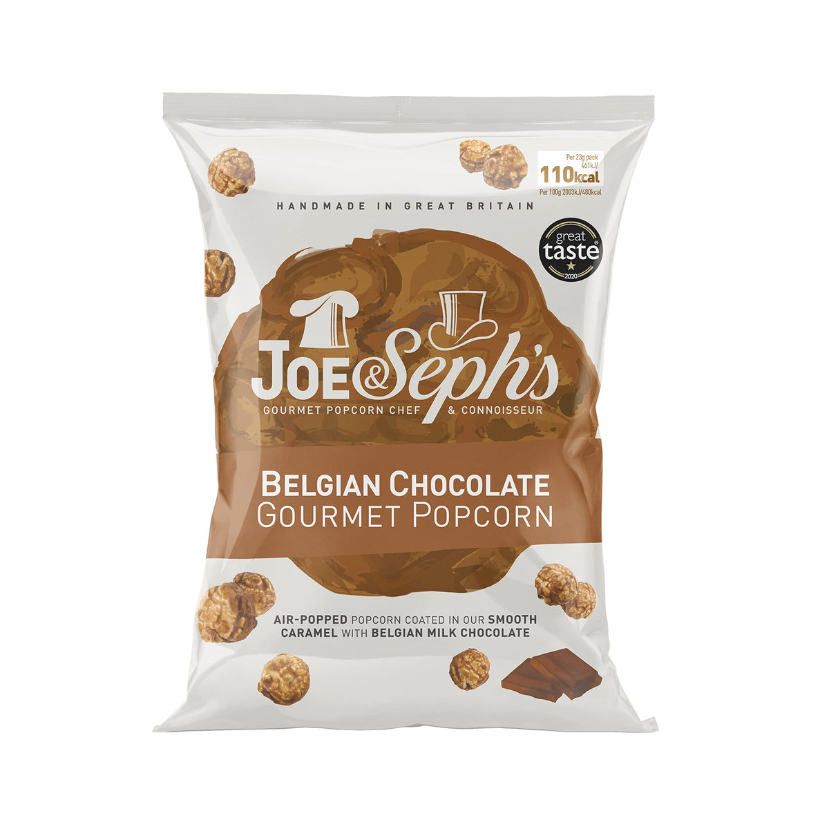 Joe & Seph's Belgian Chocolate & Caramel Popcorn - 12 x 23 g