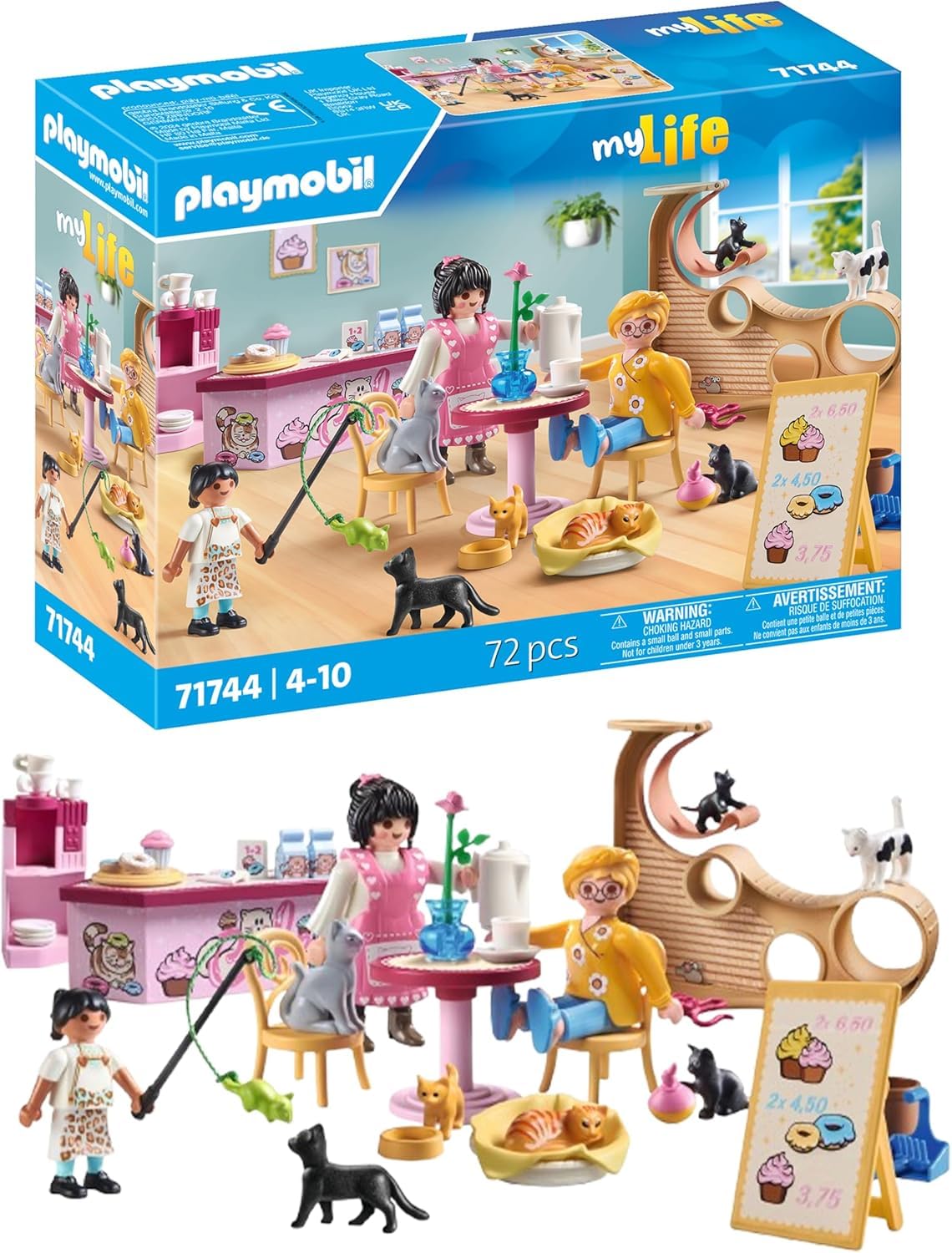 Playmobil My Life Cat Café Playset - Animal Figures Toy for Kids Aged 4 and Up 1