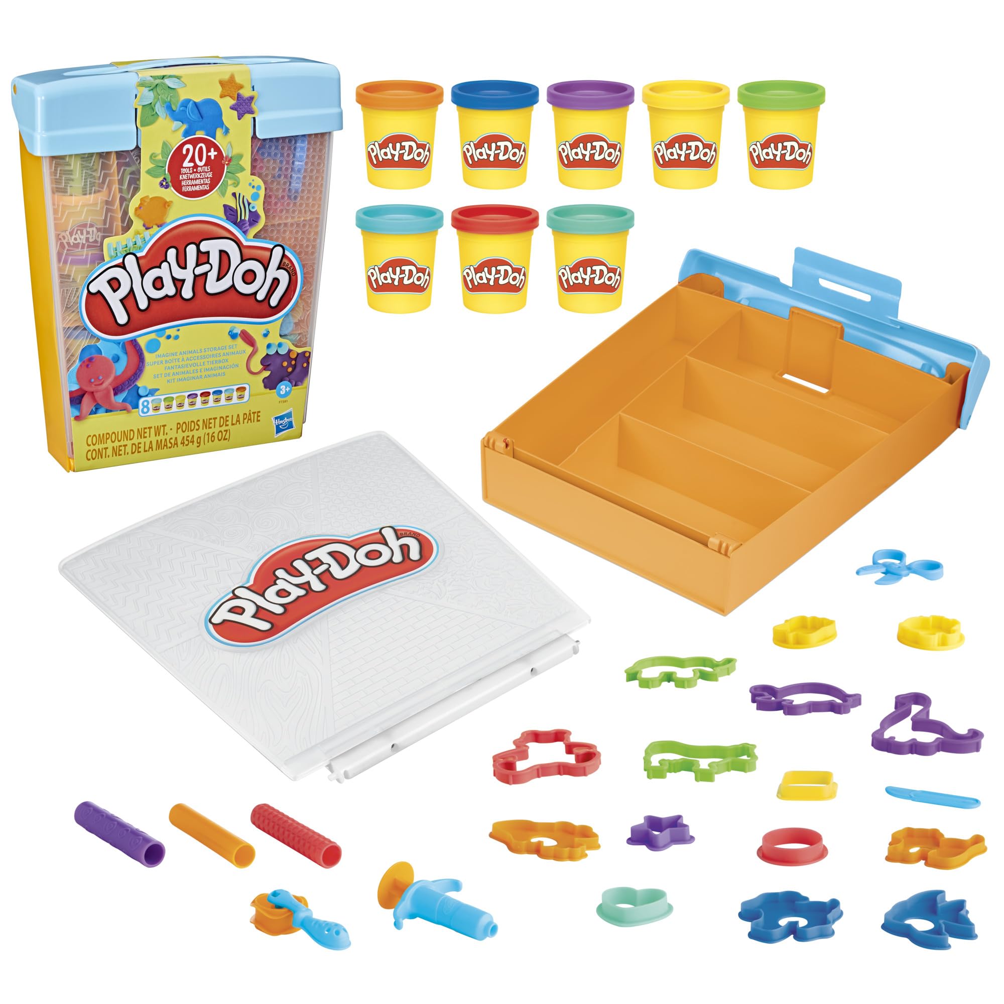 Play-Doh Imagine Animals Storage Set - 8 Cans & 22 Accessories for Creative Play 1