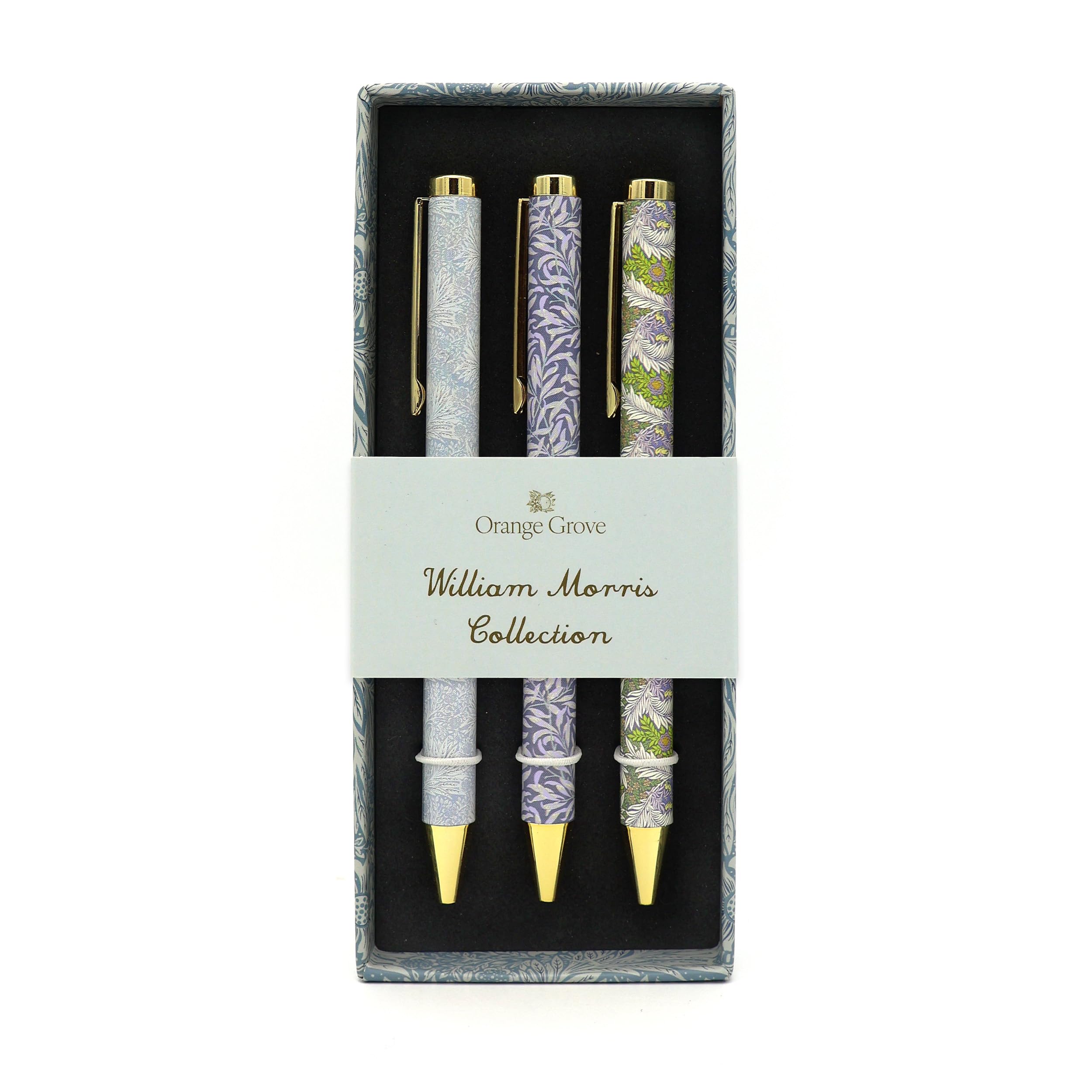 Robert Frederick William Morris Mixed Design Ballpoint Pens Set of 3 with Gift Box | Black Ink | 0.7mm Medium Point