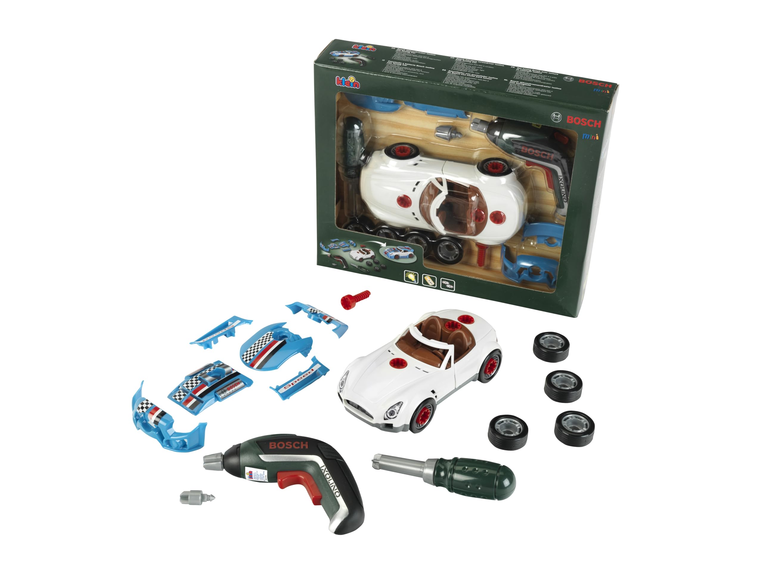 Theo Klein 8630 Bosch Car Tuning Set | Dismountable Car with Tuning Accessories | Includes Battery Screwdriver 5