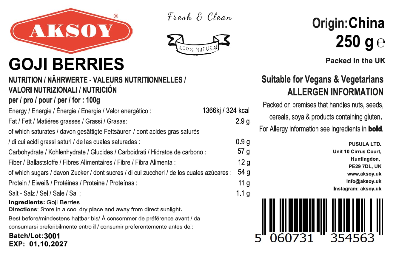 AKSOY Goji Berries - 250g | Raw Sun-Dried | Vegan, Natural 5