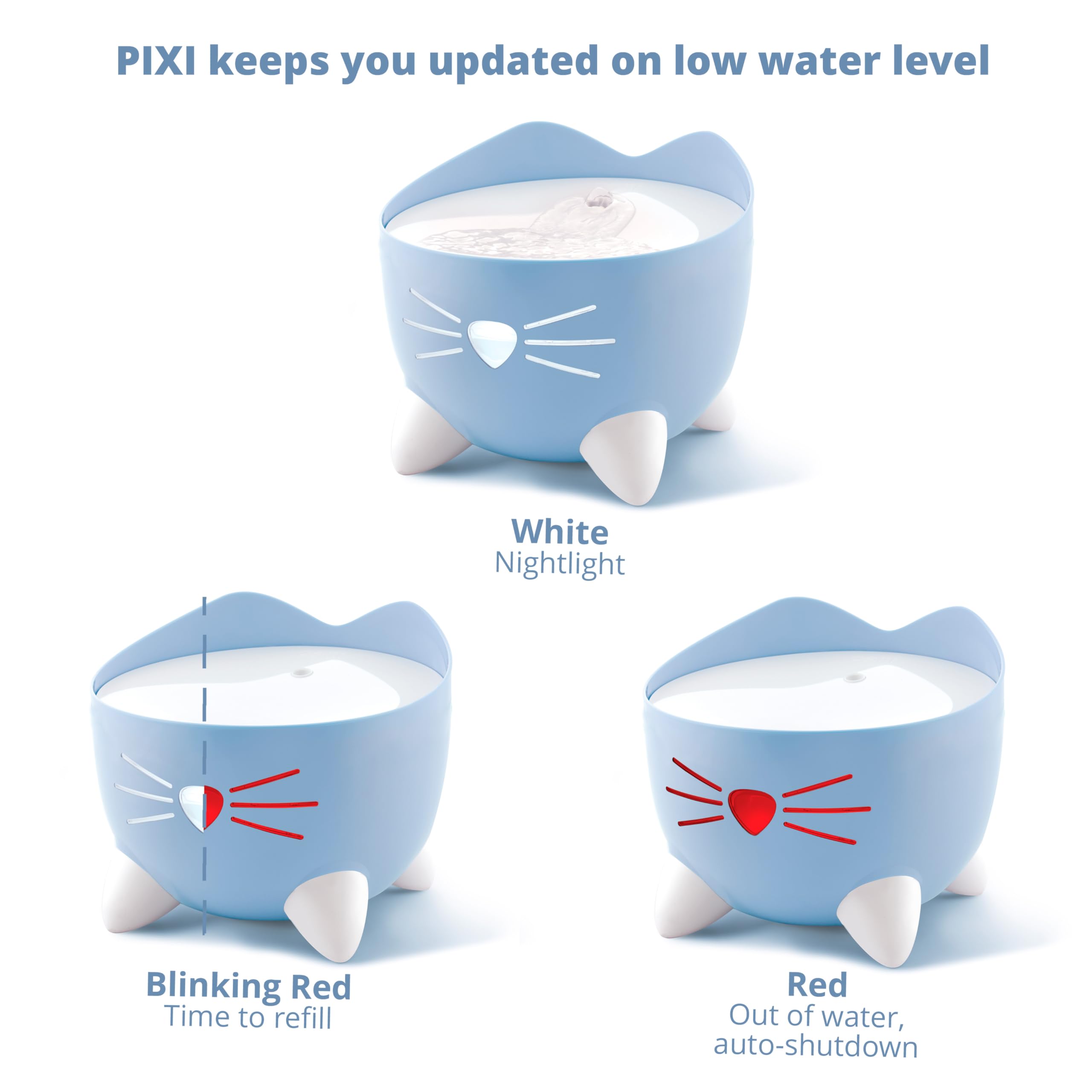 Catit PIXI Automatic Water Drinking Fountain - Encourages Hydration | Triple Action Filtration | Blue 5