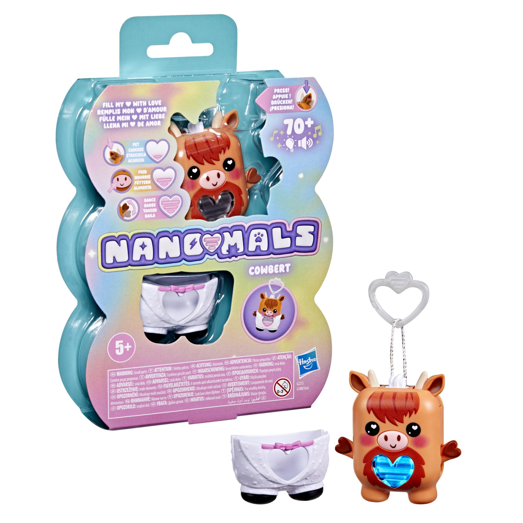 Hasbro Nano-Mals Cowbert the Highland Cow - Electronic Fidget Pet with Light-Up Heart, 70+ Reactions & Silent Mode 17
