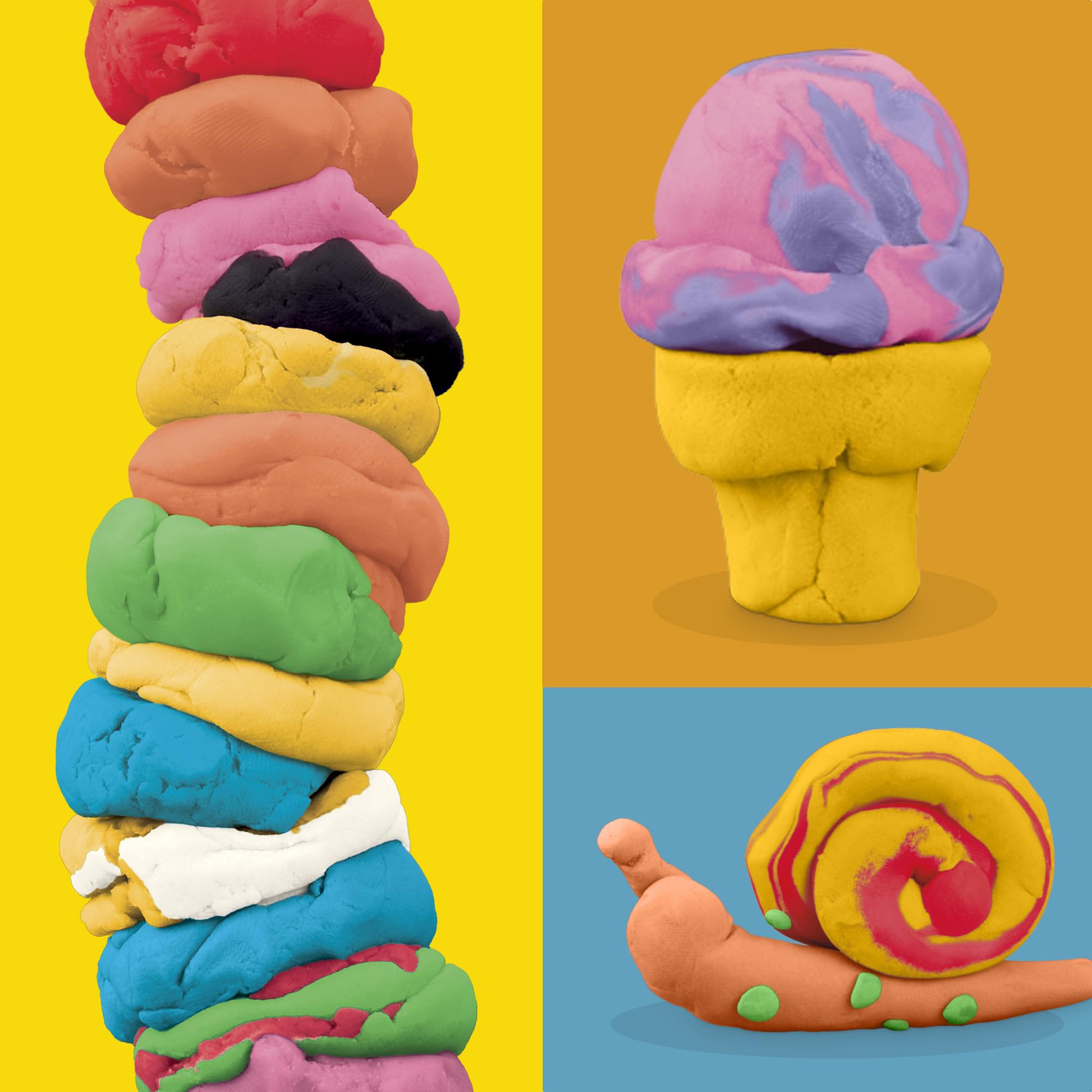 Play-Doh Favorite Colors 9-Pack Set with 7 Large & 2 Small Cans – Red, Orange, Yellow, Green, Blue, Purple, Pink, Black, White