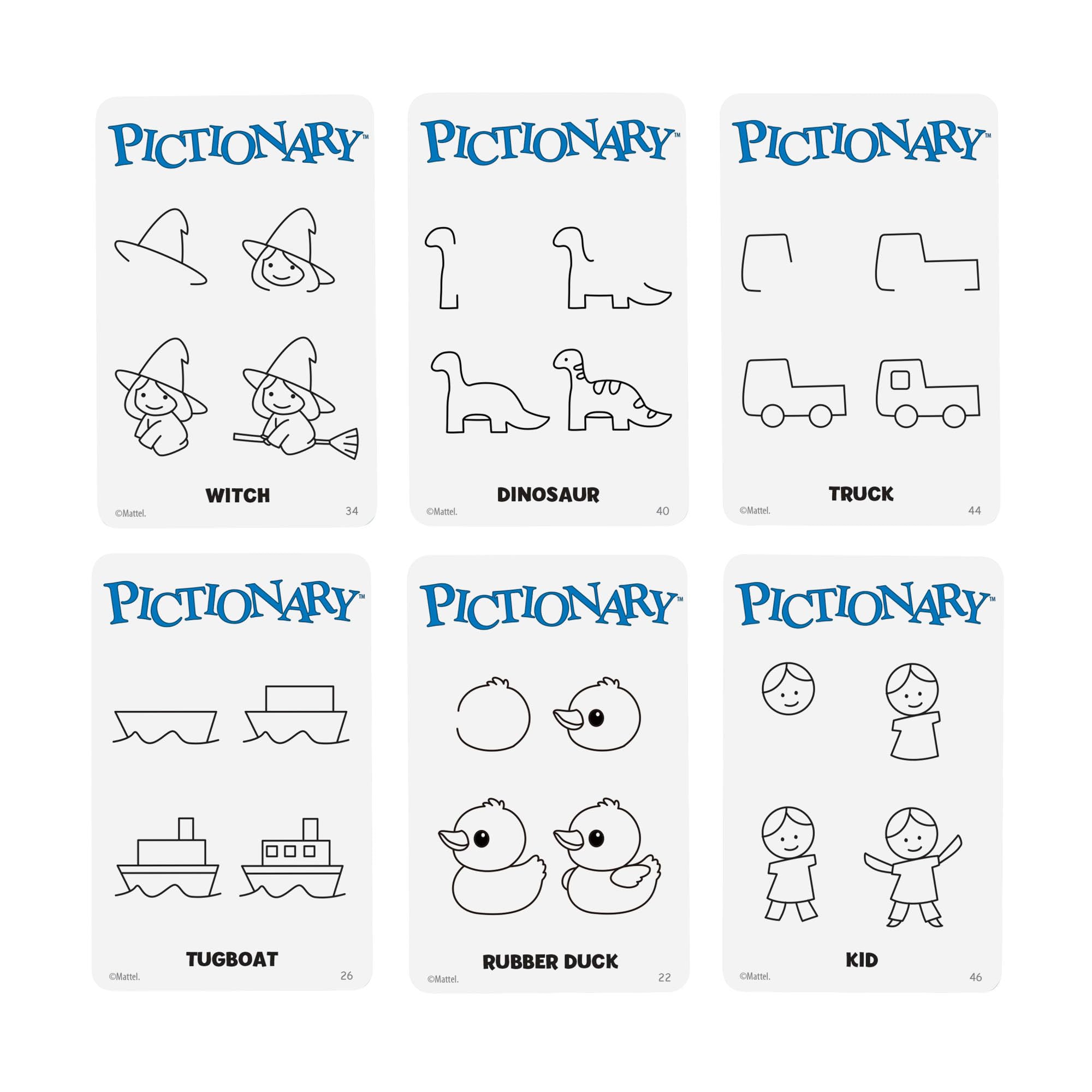 Mattel Games Pictionary Family Board Game for Kids and Adults with Erasable Markers, Boards, Sand Timer, JDX96 2