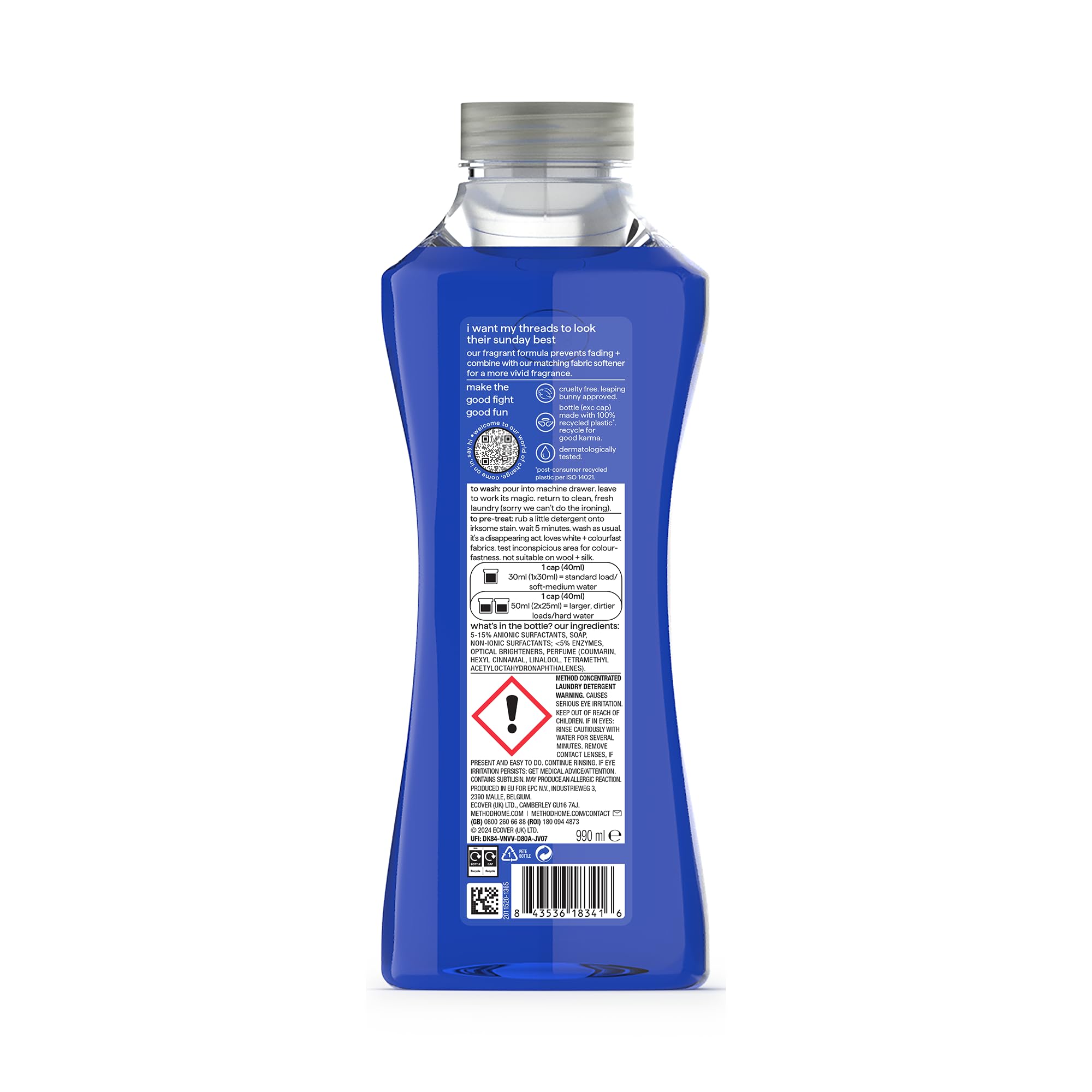 Method - Concentrated Laundry Detergent Liquid, Fresh Berry Scent, 990ml 4