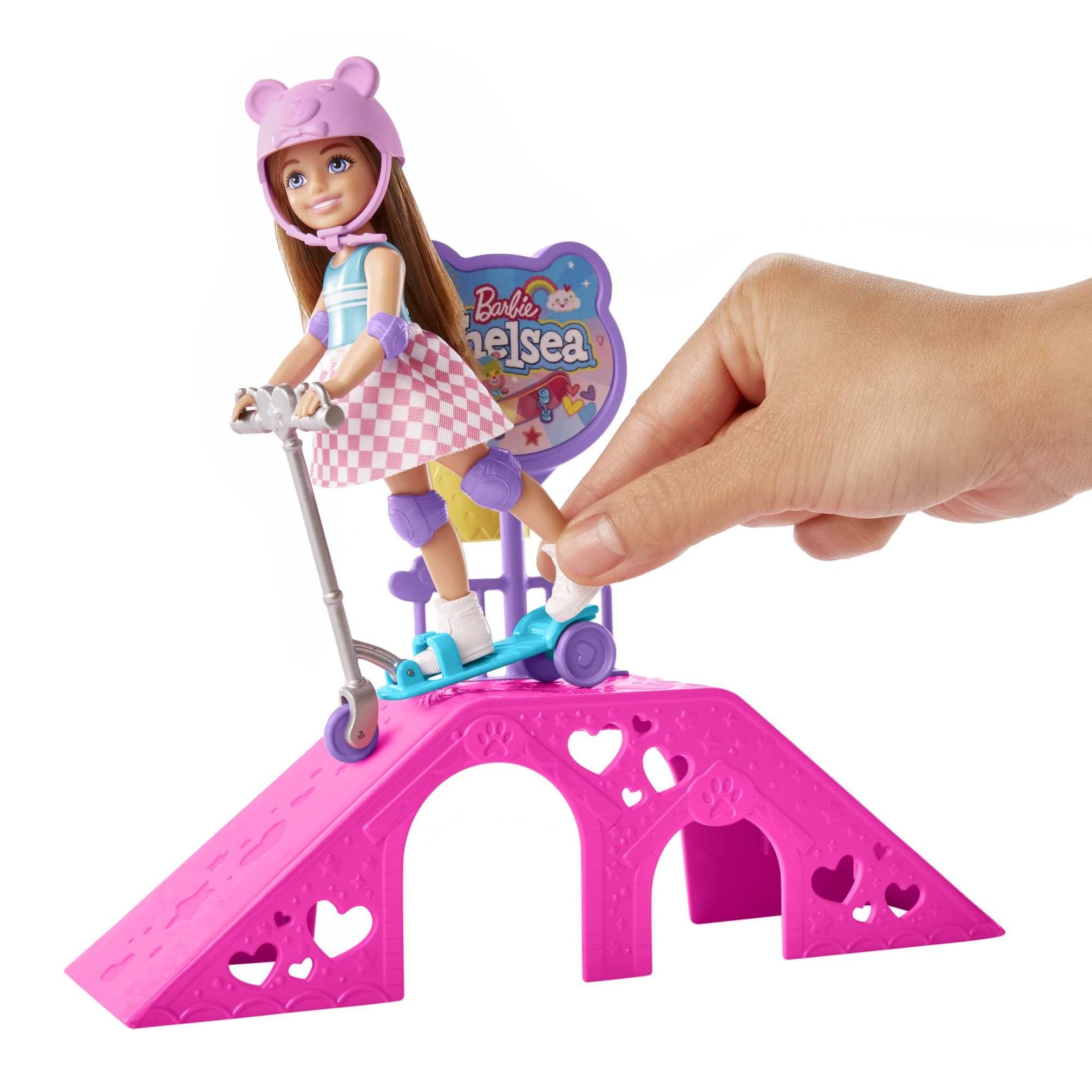 Barbie Chelsea Doll Skatepark Playset with 2 Puppies, Scooter & Skateboard - Ages 3+ 14
