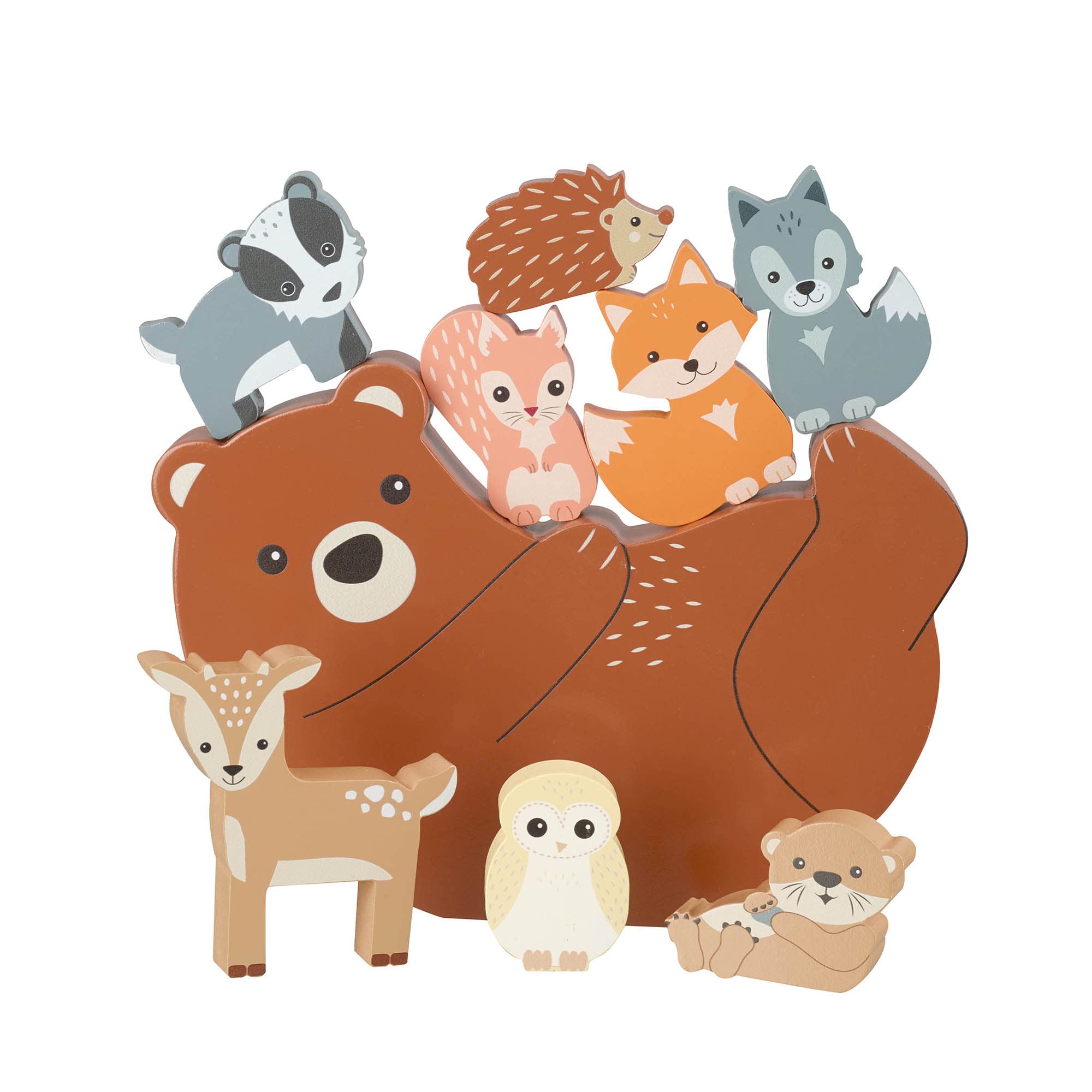 Orange Tree Toys Wooden Stacking Set - Woodland Animals Balancing Game for Toddlers 1