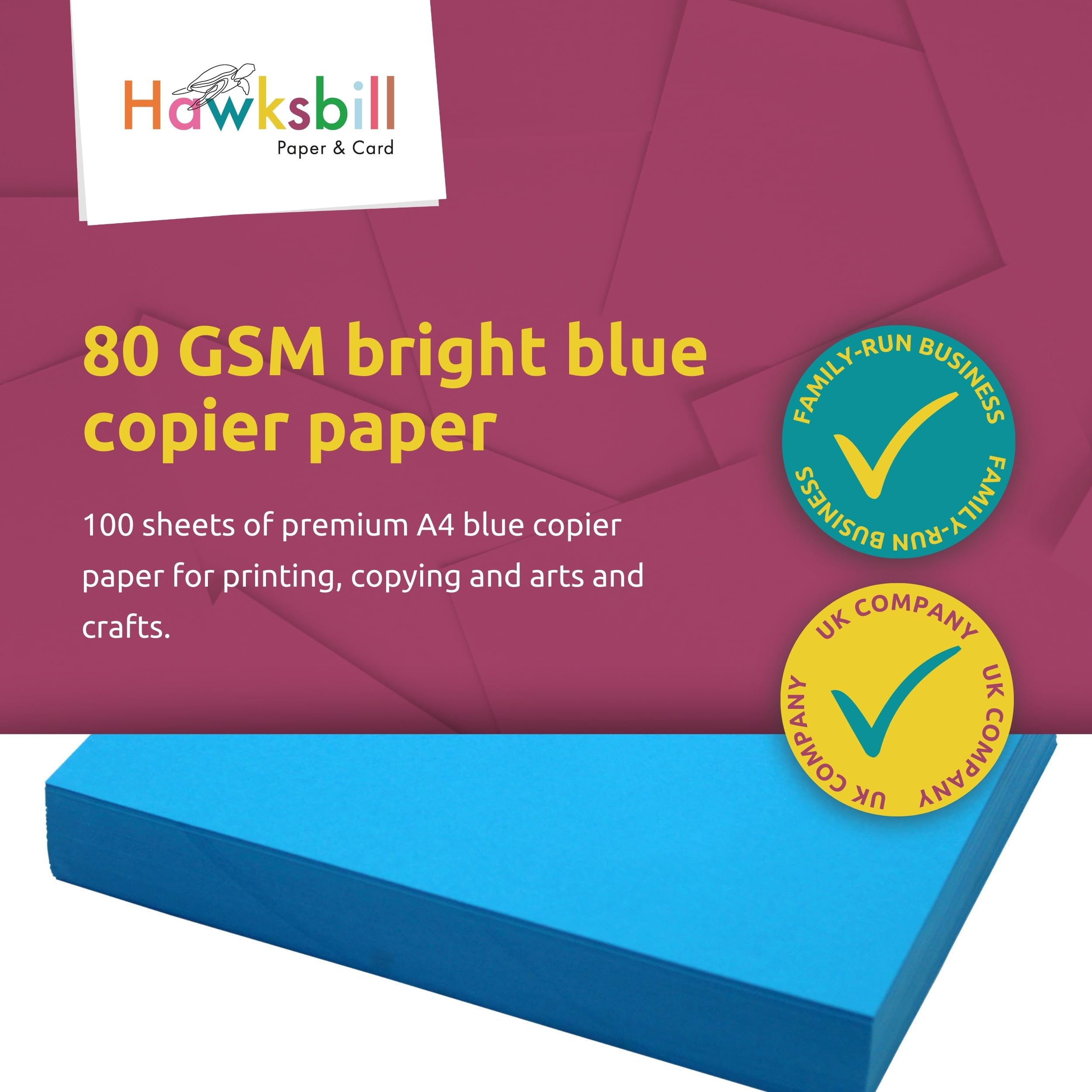 Hawksbill Bright Blue Copy Paper - 80 GSM A4 | 100 Sheets | Dyslexia-Friendly
