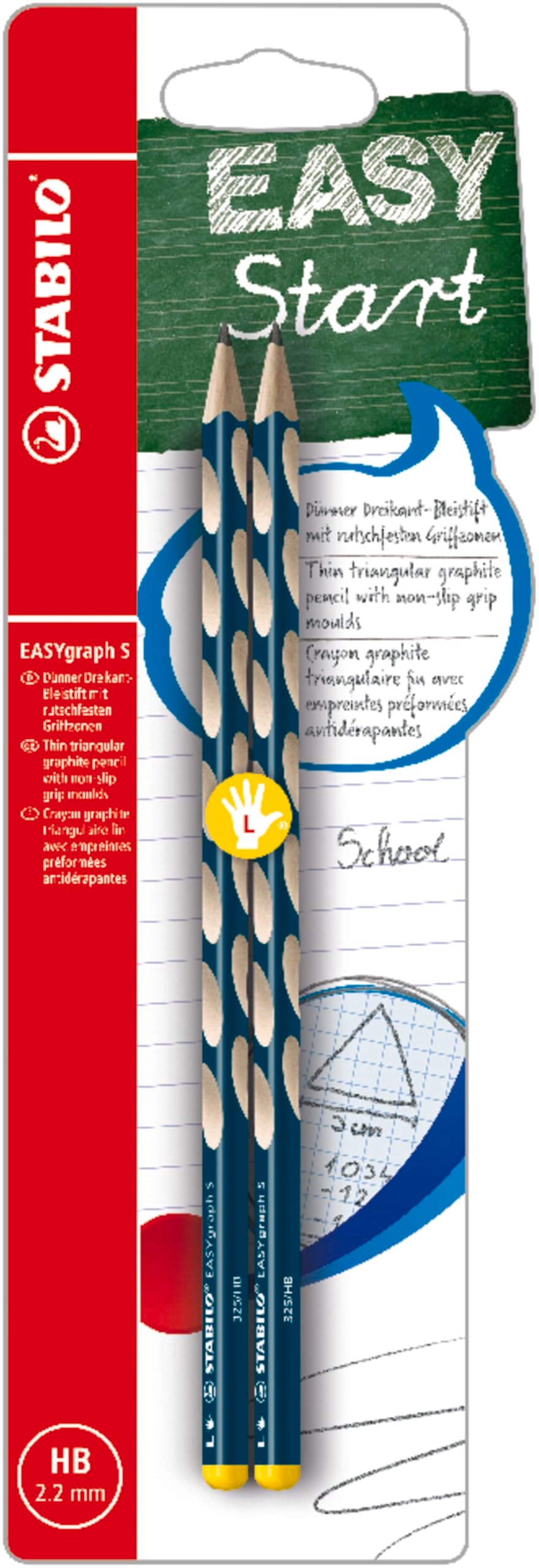 STABILO EASYgraph S Ergonomic Graphite Pencil - Left-Handed | HB Lead | 2.2mm Fine Line | Petrol