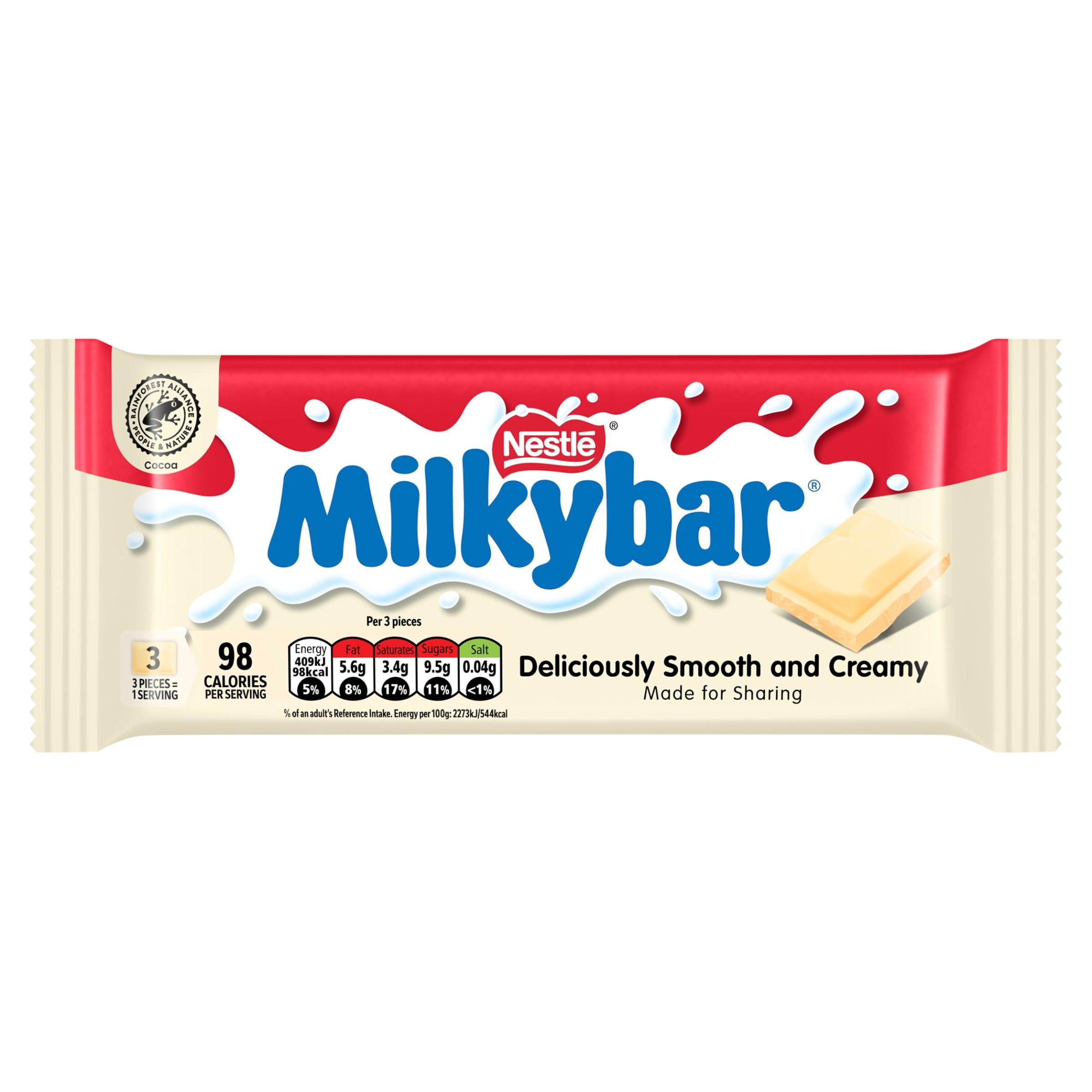 Nestle Milkybar White Chocolate Block | 90g Bar | Made with Whole Milk Powder