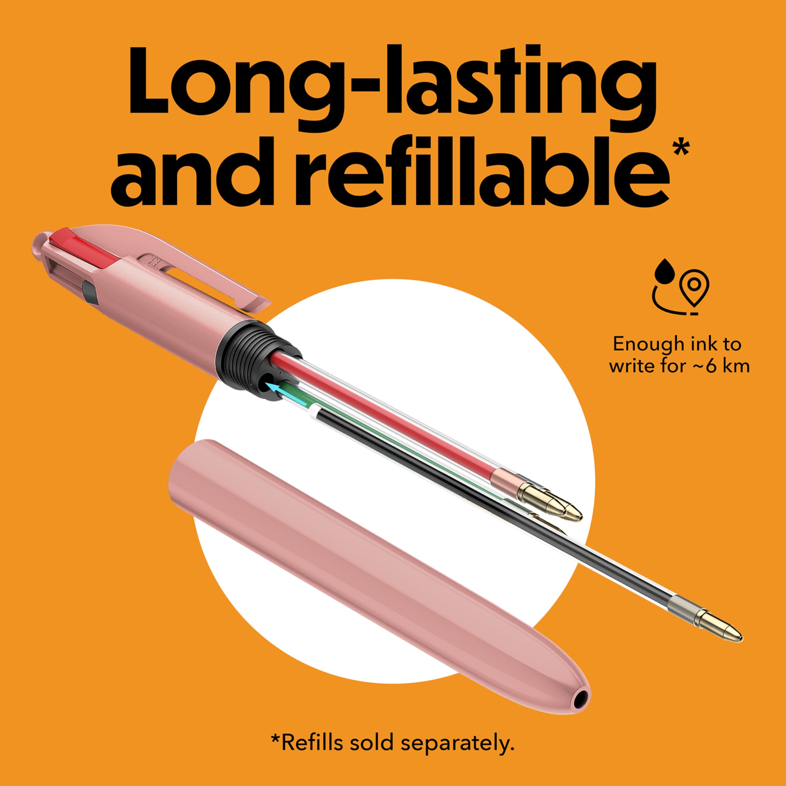BIC 4 Colours Mineral Tones Ballpoint Pens - Pack of 5 | 1.0 mm Medium Point | Multicolor Ink 6