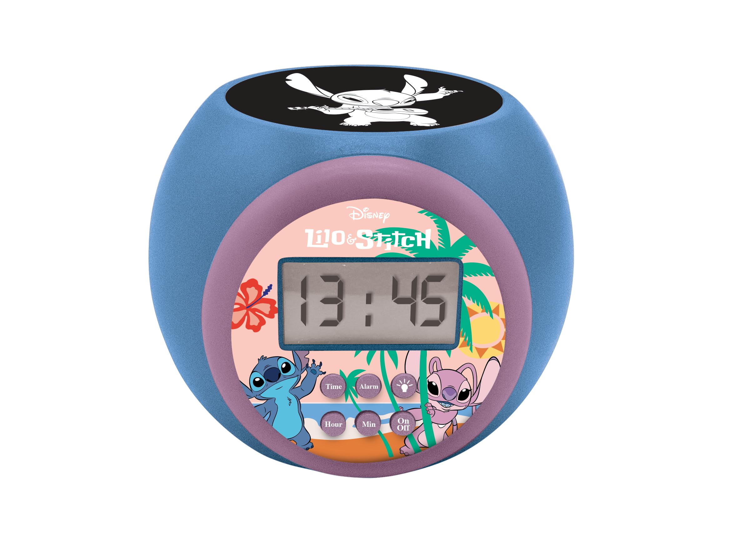 LEXIBOOK Disney Stitch Projector Alarm Clock with Snooze Function | Blue Plastic