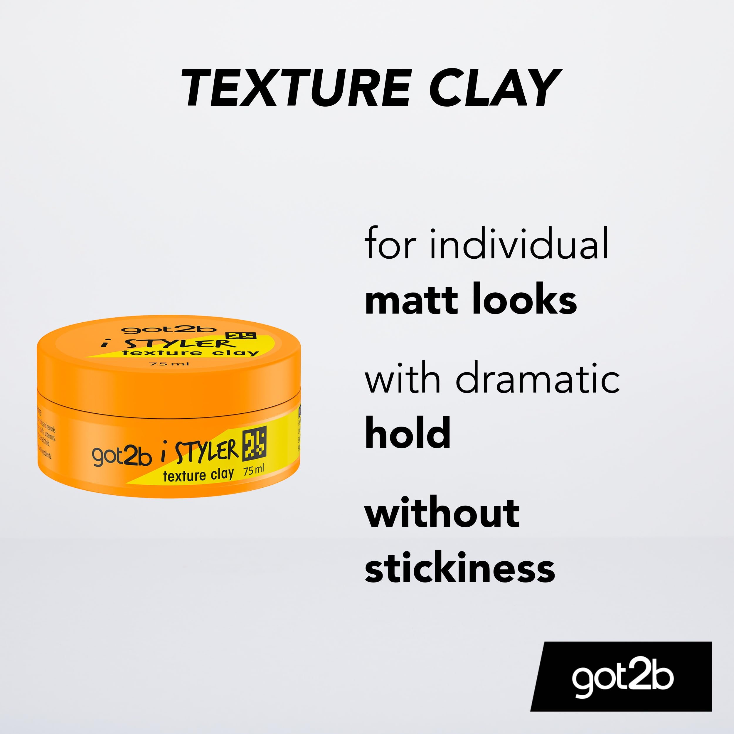 Got2B iStyler Texture Clay - Strong Hold, Matt Finish, Vegan Formula, 75ml