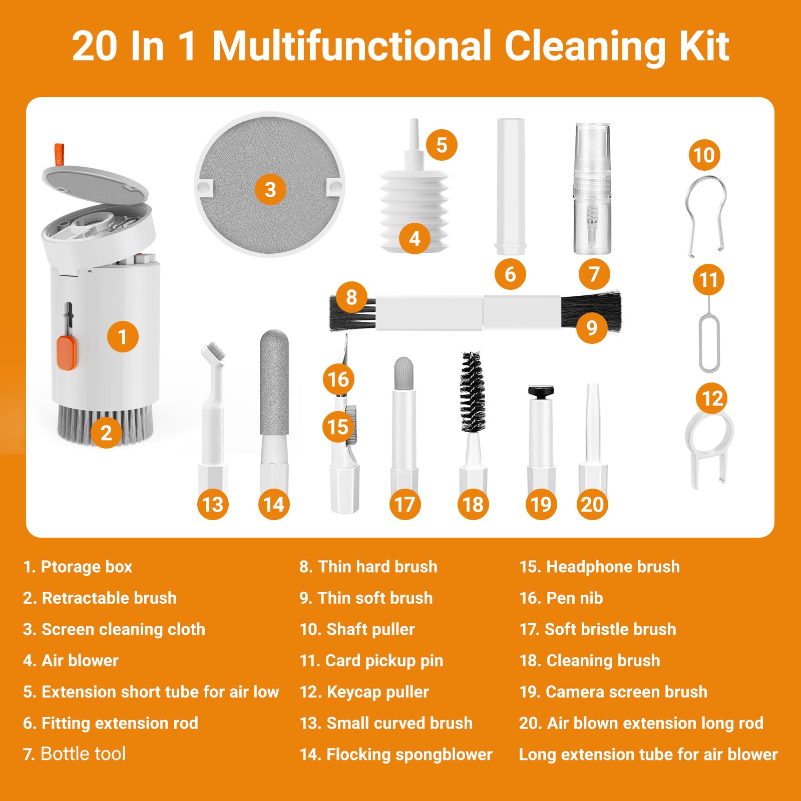 MOXYOY 20-in-1 Electronics Cleaning Kit - Multifunctional for Keyboard, Screen, Headphones | ABS Material 7