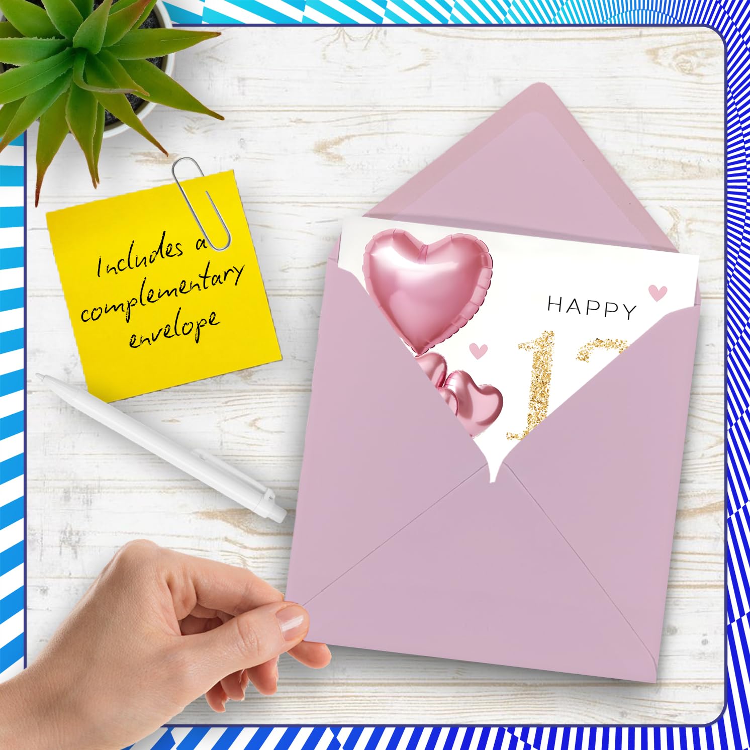 Stuff4 13th Birthday Card for Girls - Pink Glitter Balloons | 145mm Square Greeting Card 5