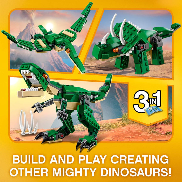 LEGO Creator Mighty Dinosaurs 3-in-1 Building Set - T-Rex, Triceratops & Pterodactyl - 174 Pieces