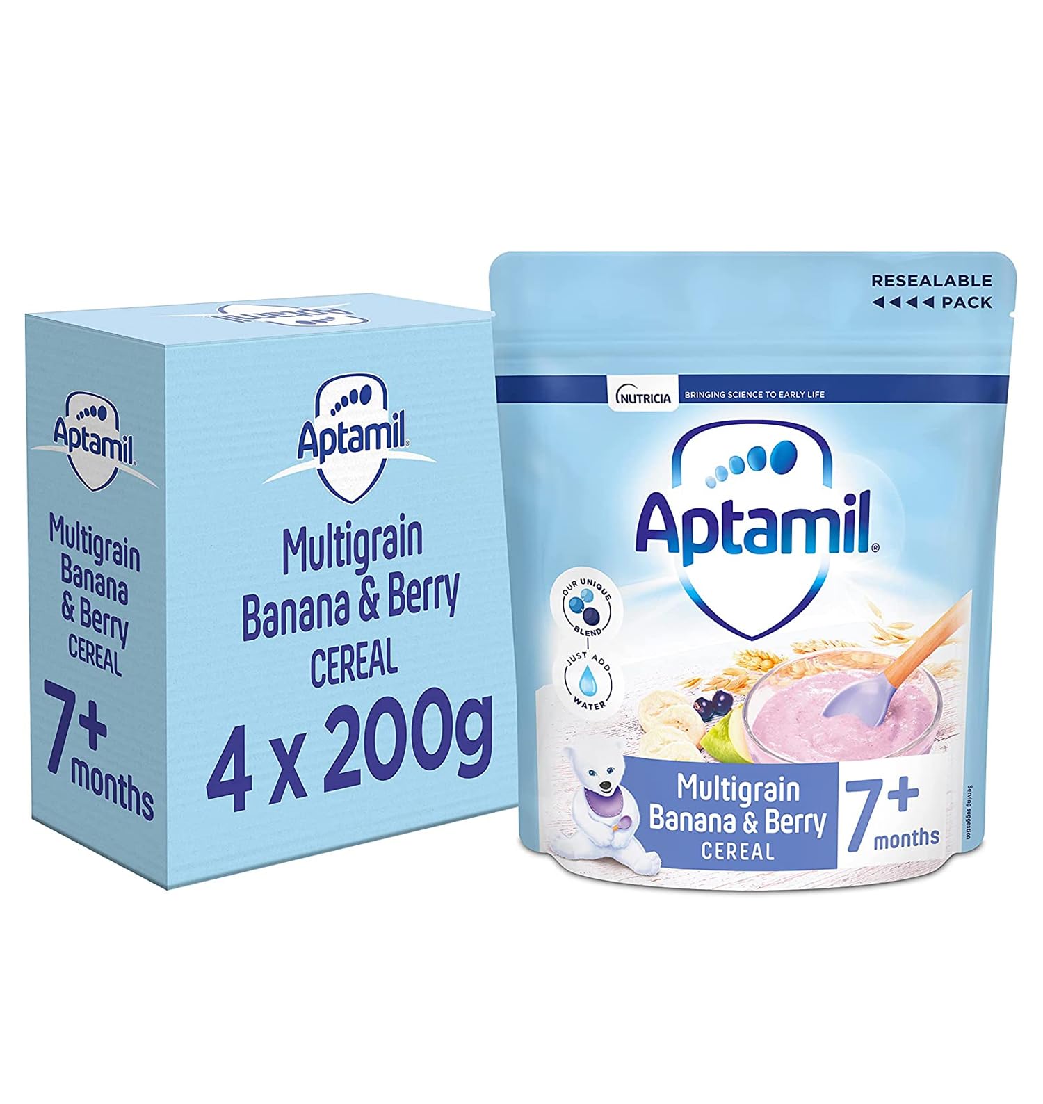 Aptamil Multigrain Banana & Berry Porridge Baby Food Cereal, 7+ Months, 200g 1