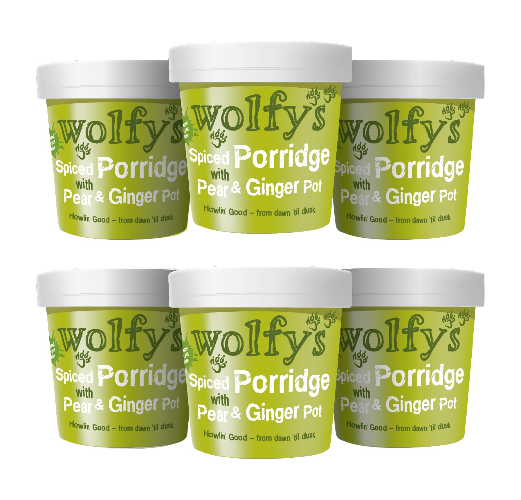 Wolfy's Spiced Porridge with Pear and Ginger Jam - Cereal & Porridge (92 g, Pack of 6)