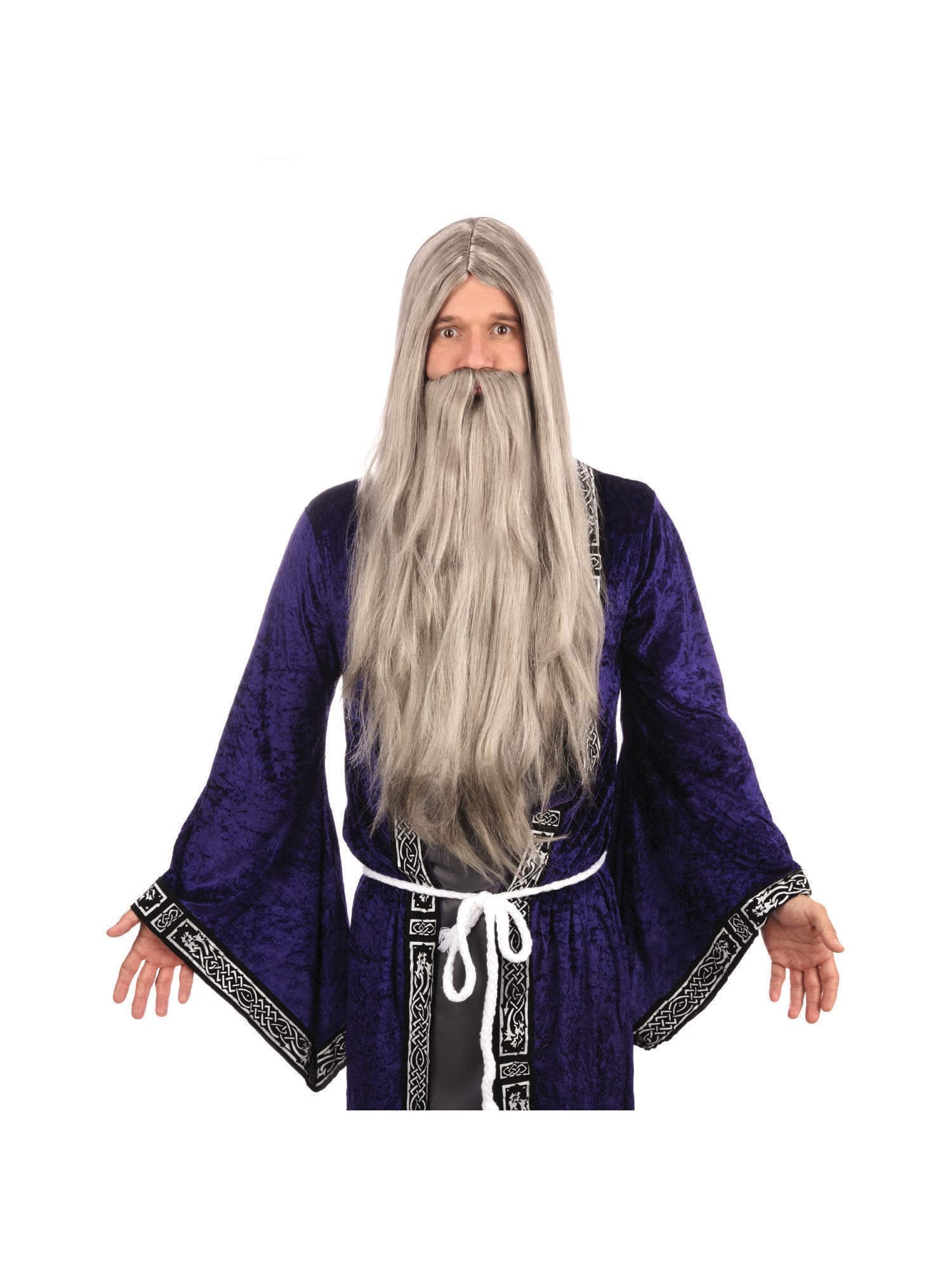 Bristol Novelty Grey Wizard Wig and Long Beard Set for Men 3