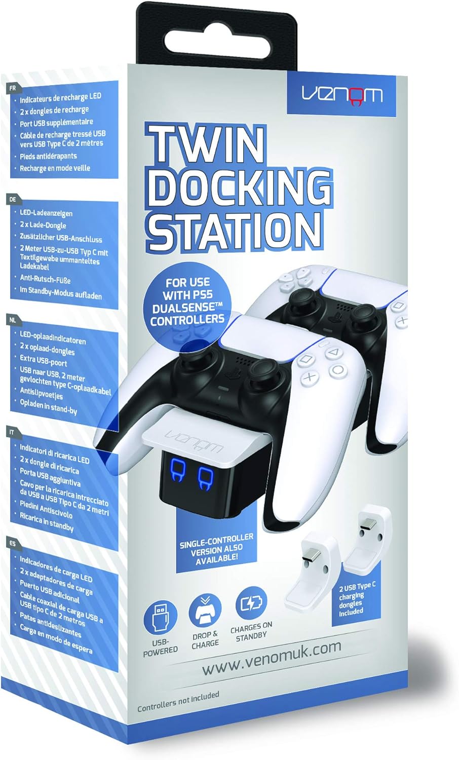 Venom PS5 DualSense Twin Charging Dock Station - White 7